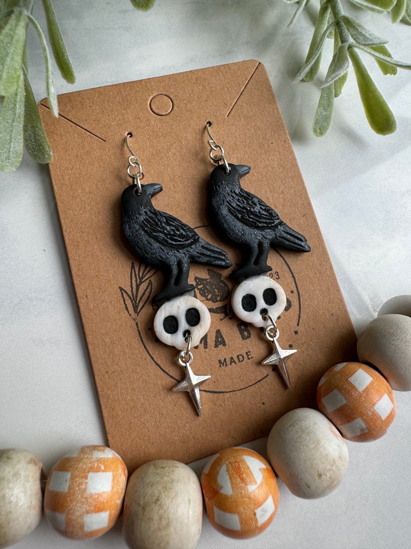 Crow on Skull Dangle