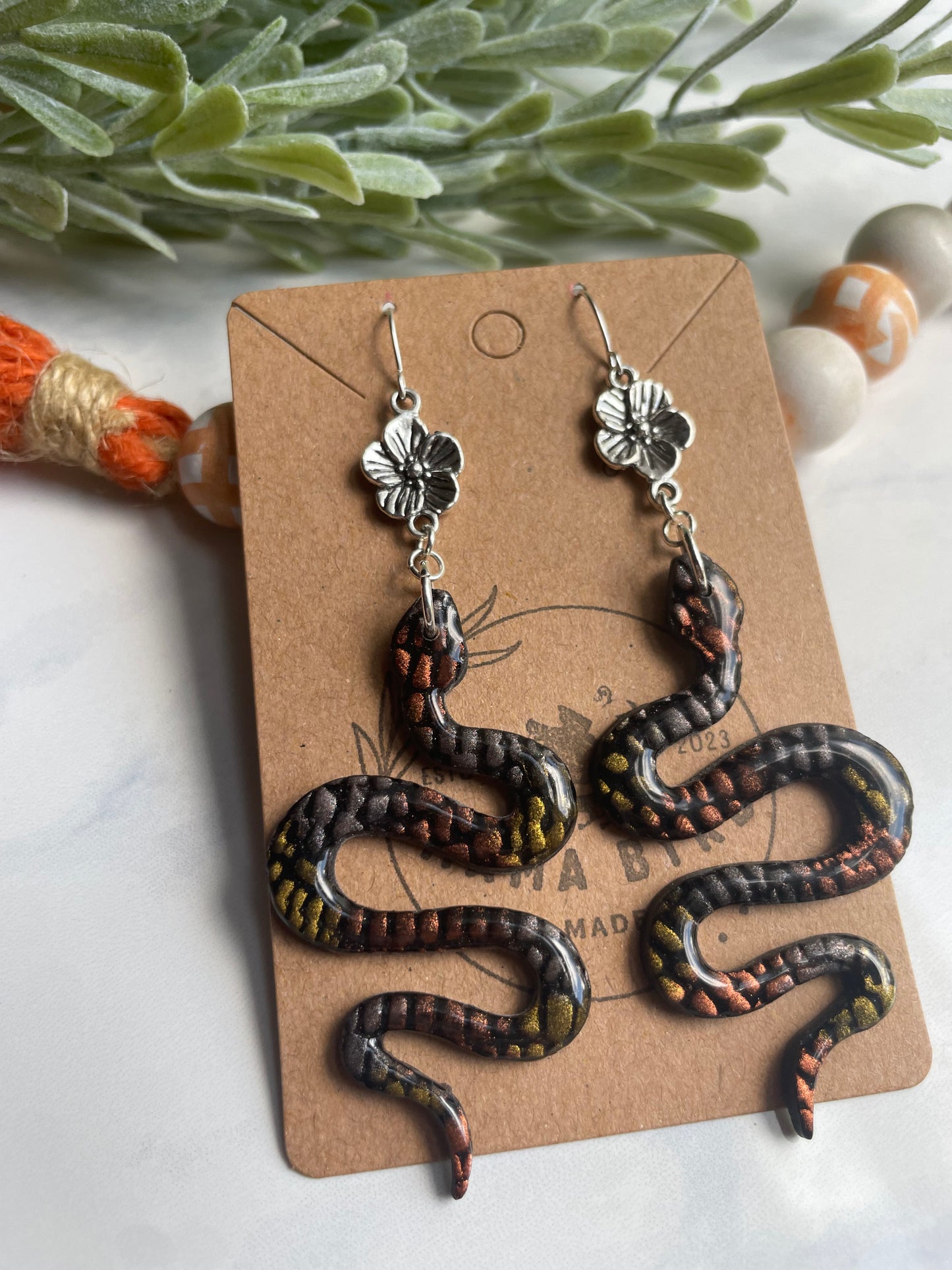 Snake Dangle with Flower Accent Charm