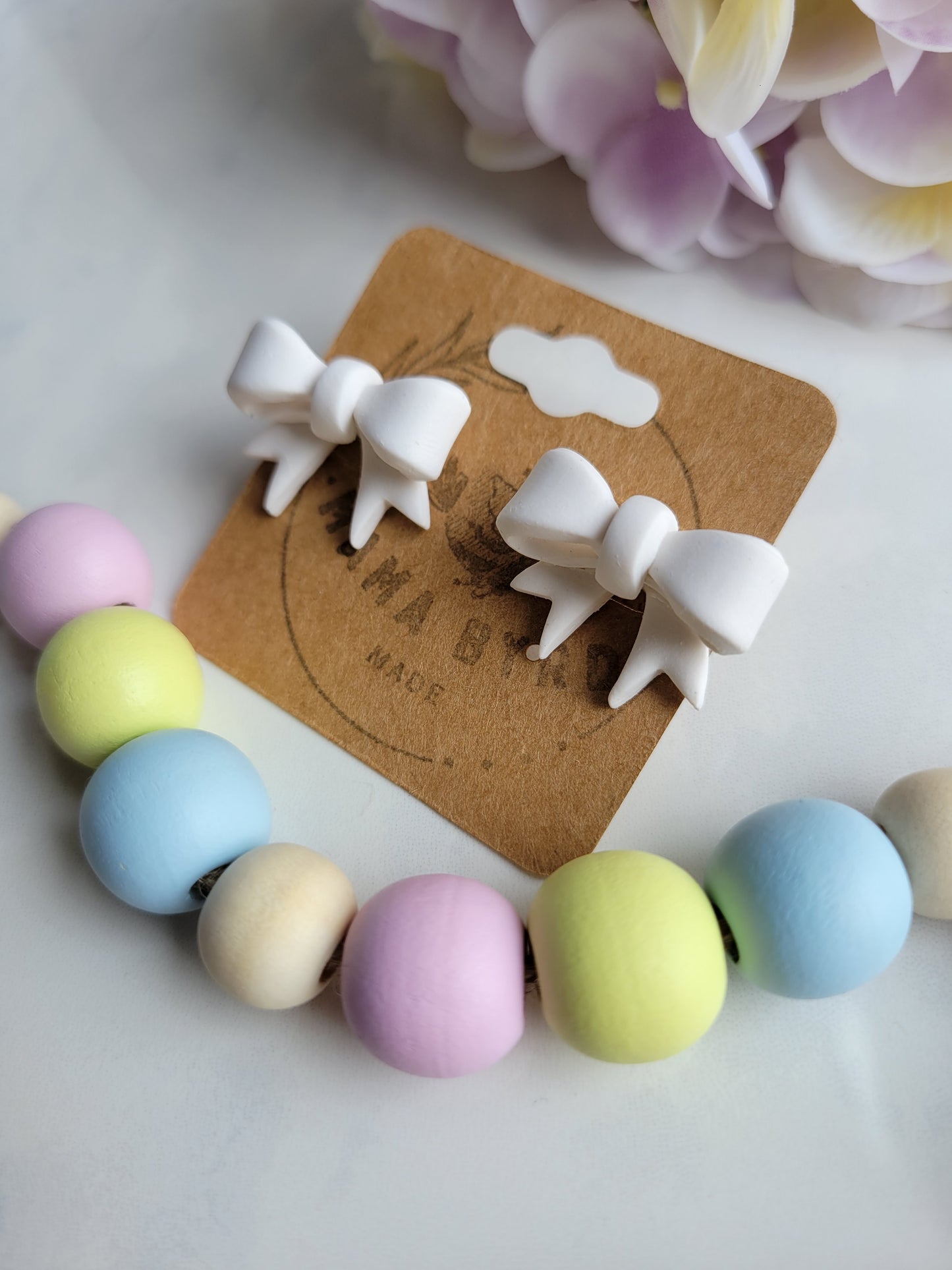 White Bow Studs