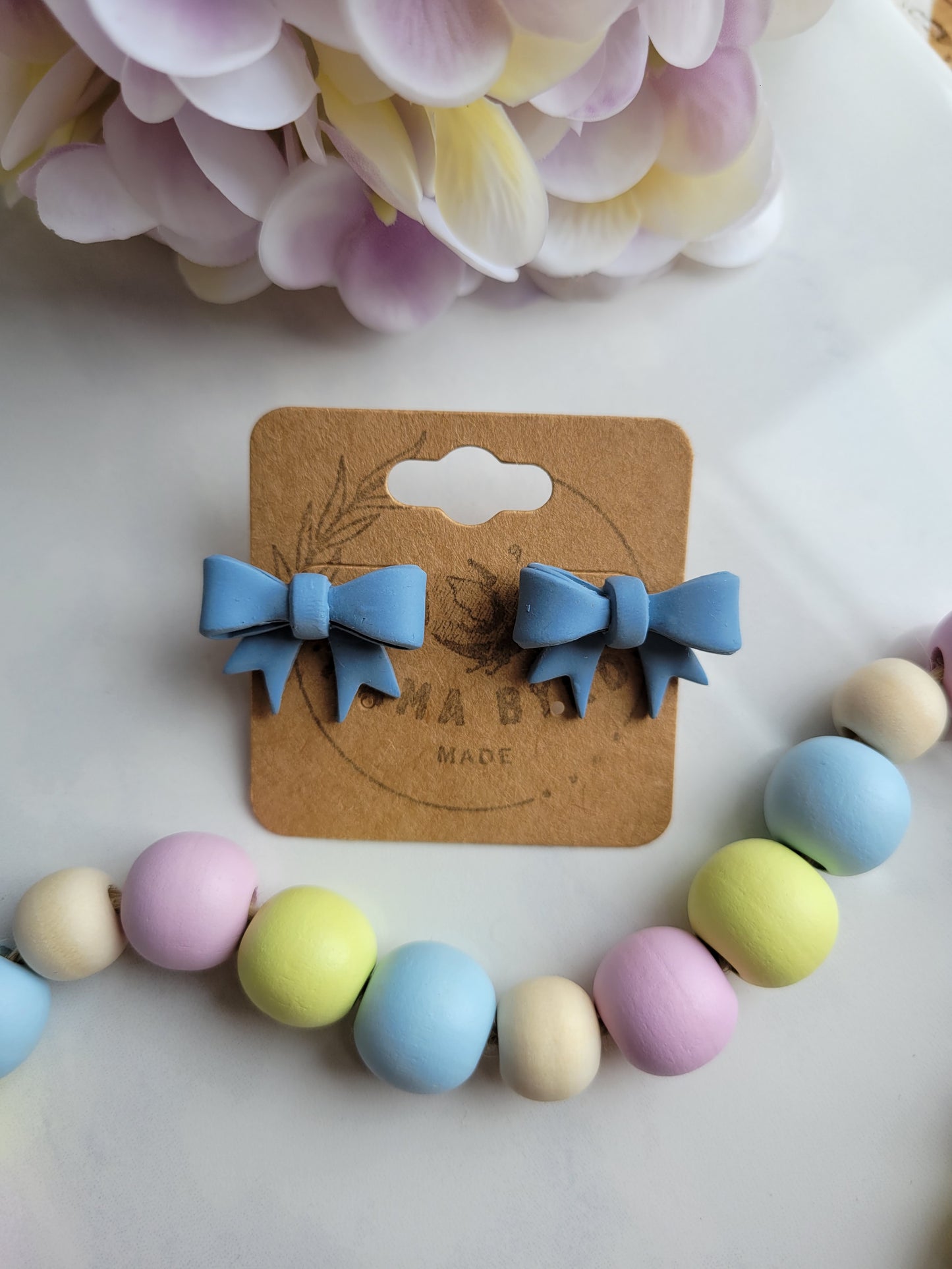 Blue Bow Studs