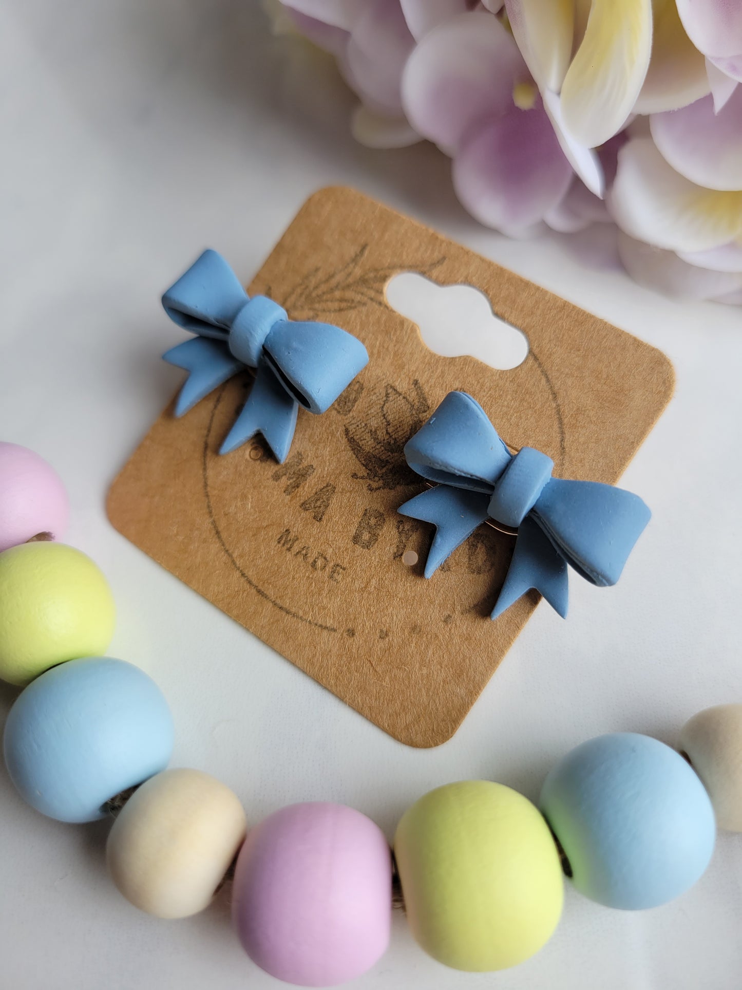 Blue Bow Studs