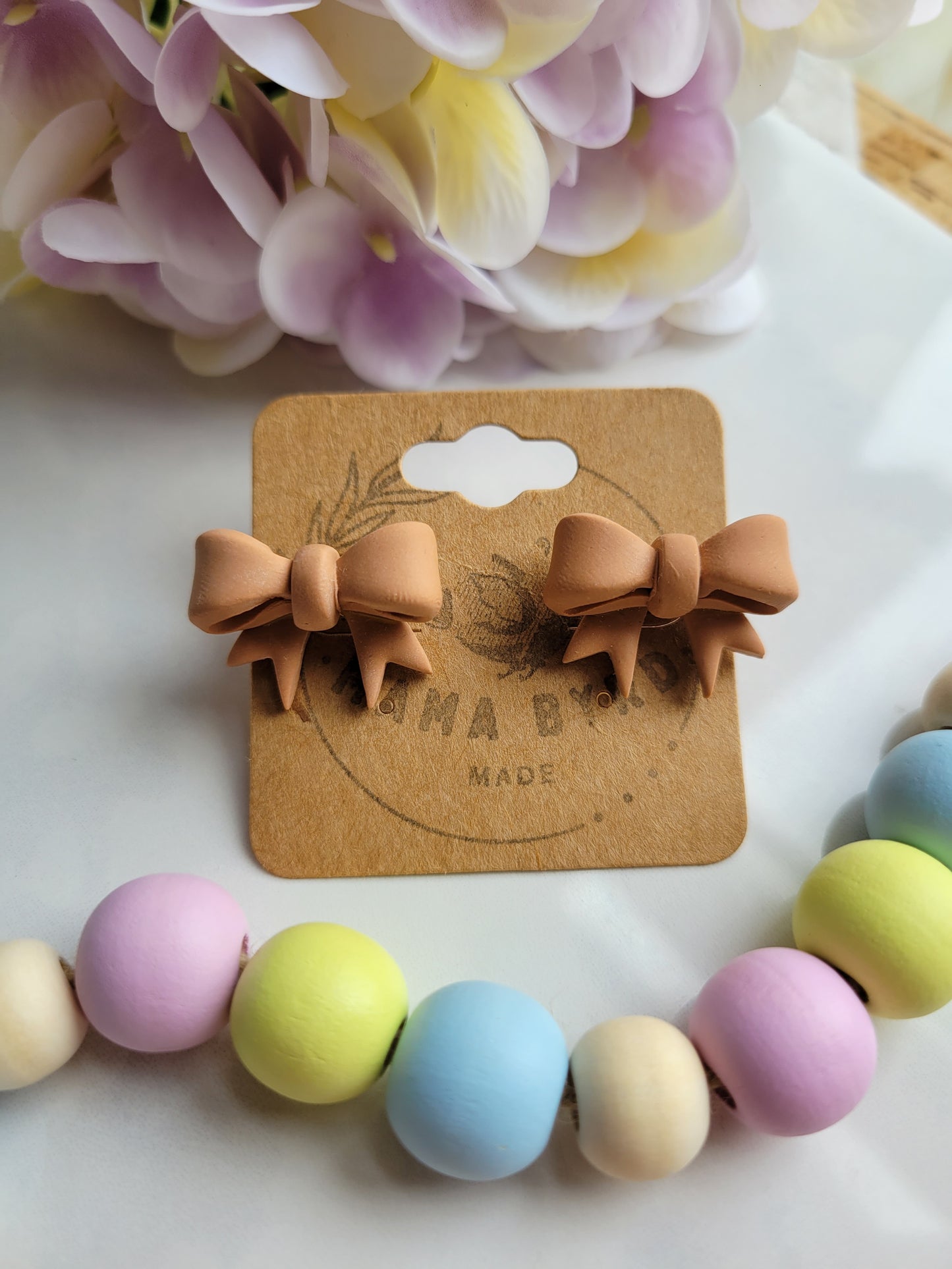 Orange Bow Studs