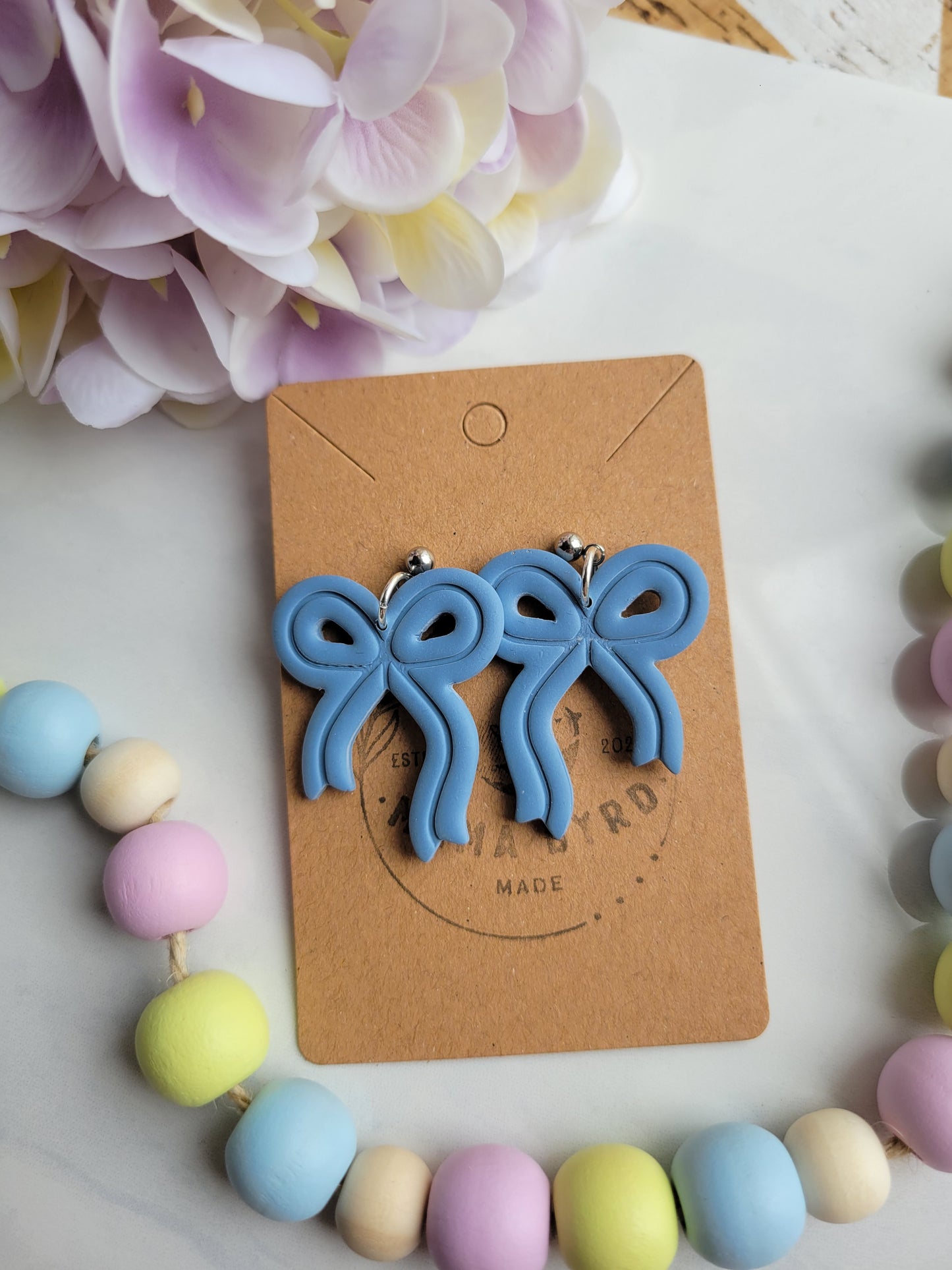 Blue Ribbon Bow Dangles