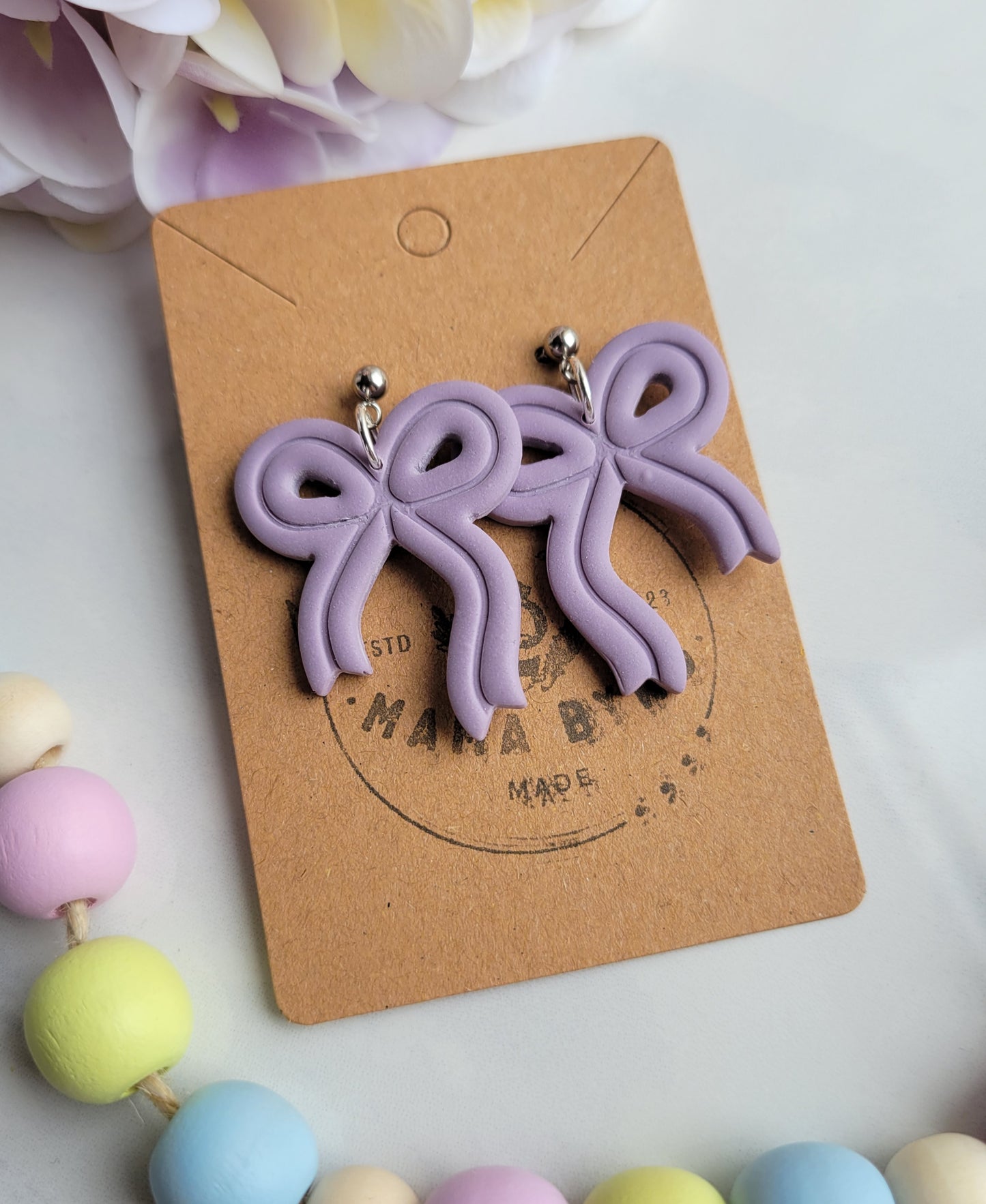 Purple Ribbon Bow Dangles