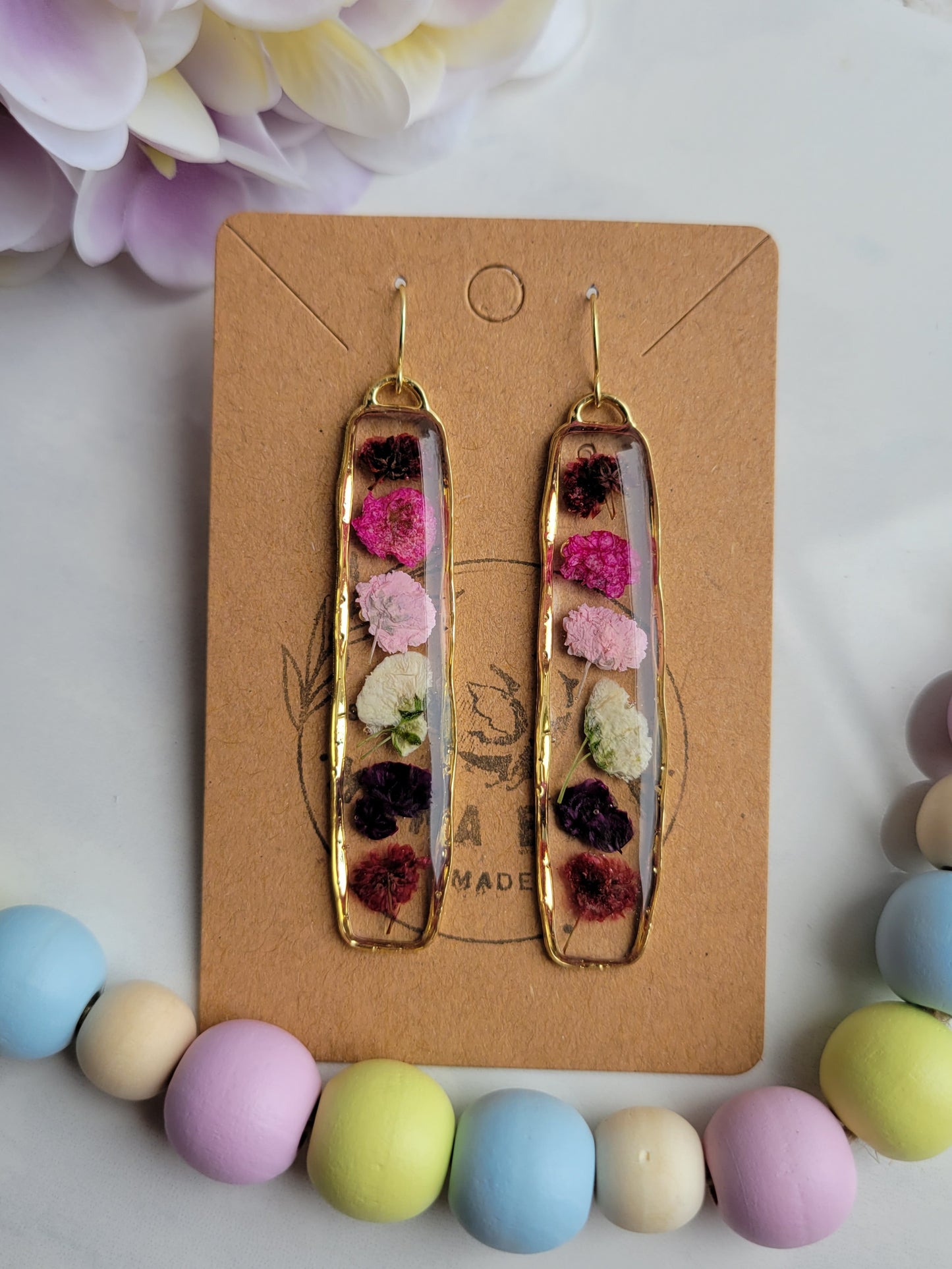Pressed Purple Flowers Dangles