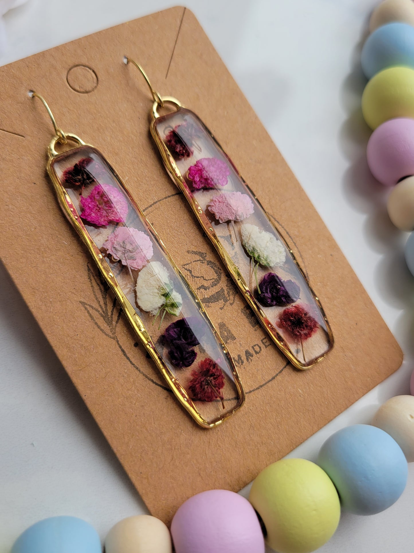 Pressed Purple Flowers Dangles