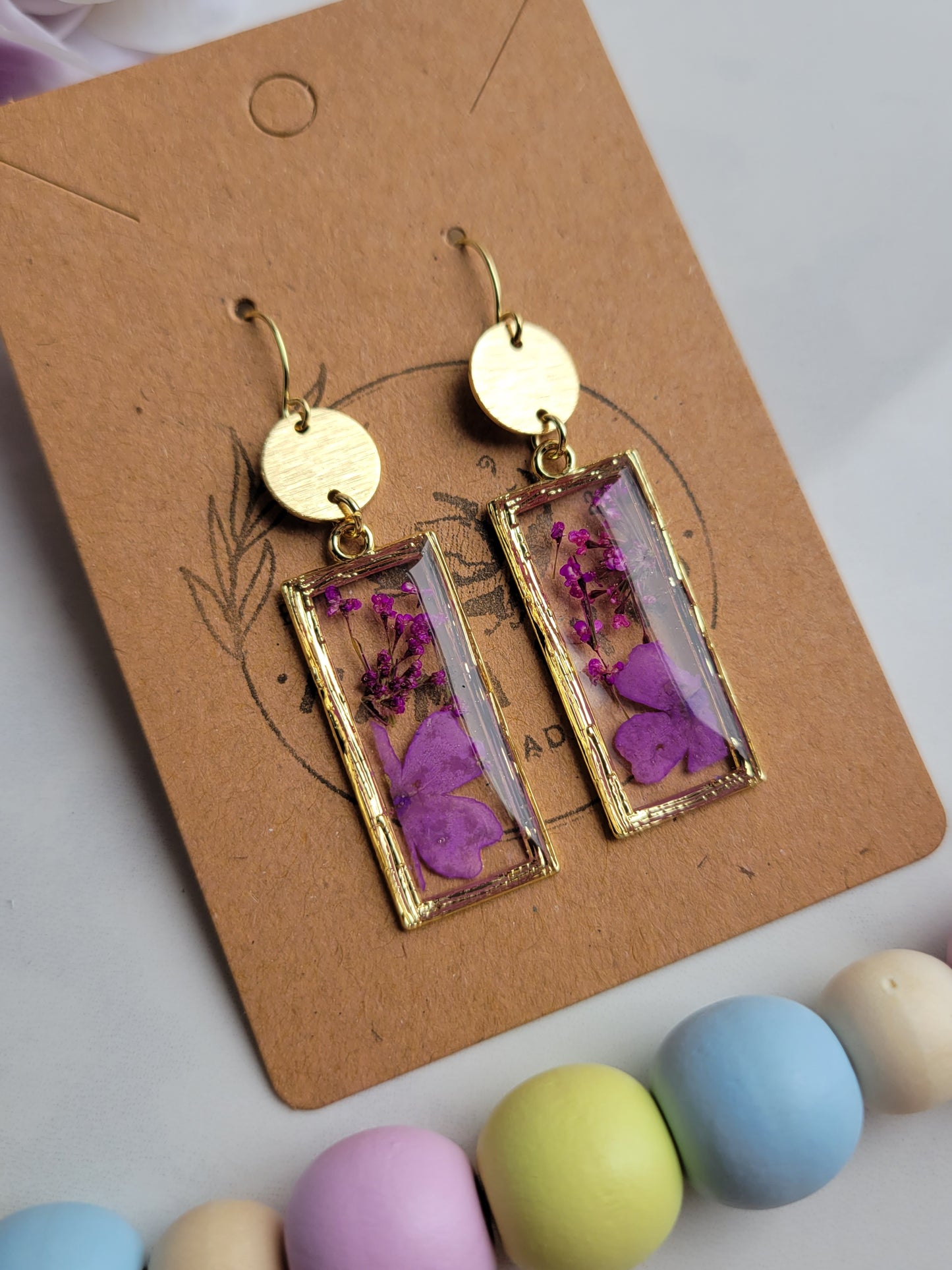 Purple Split Floral Dangles