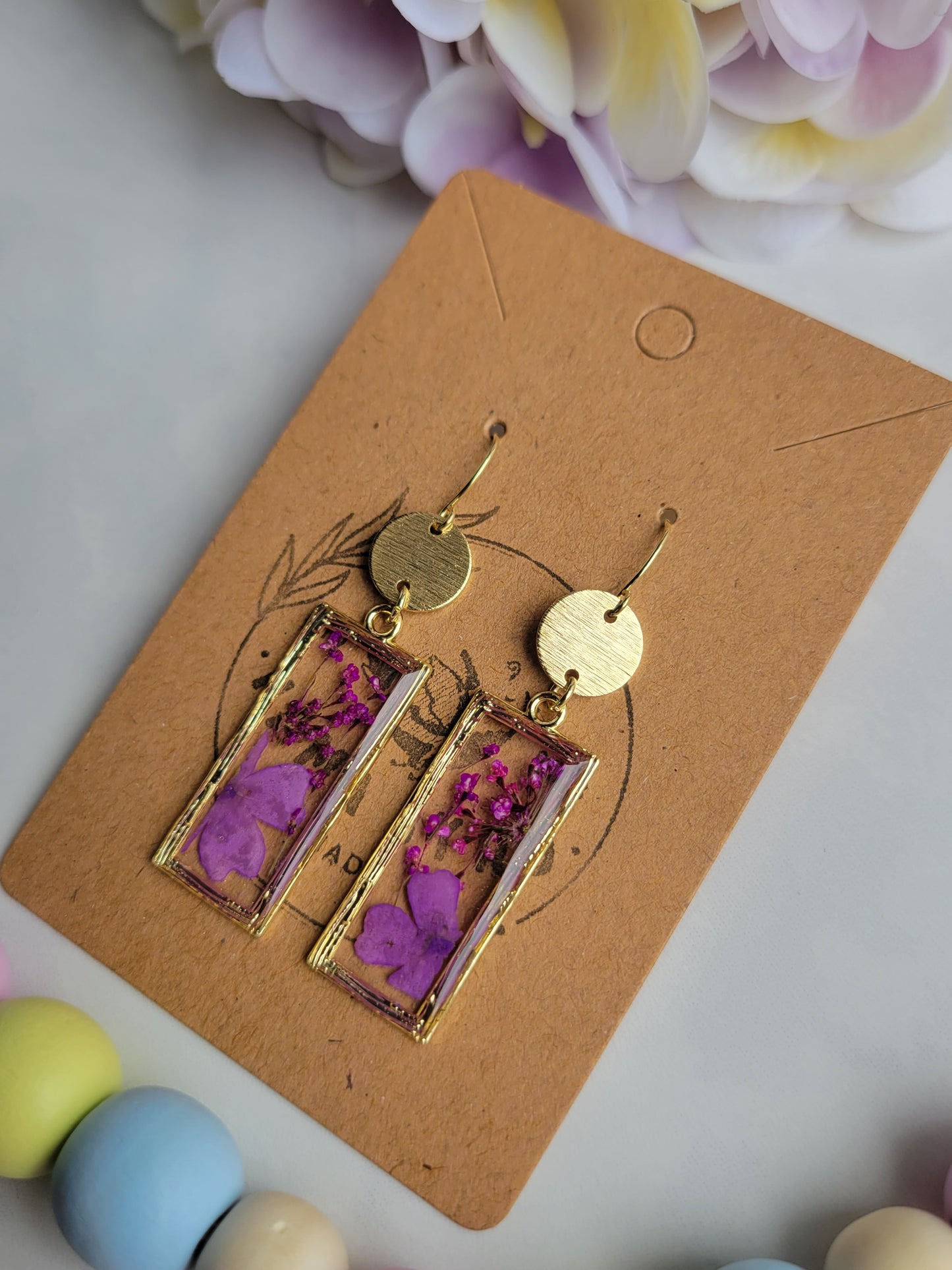 Purple Split Floral Dangles