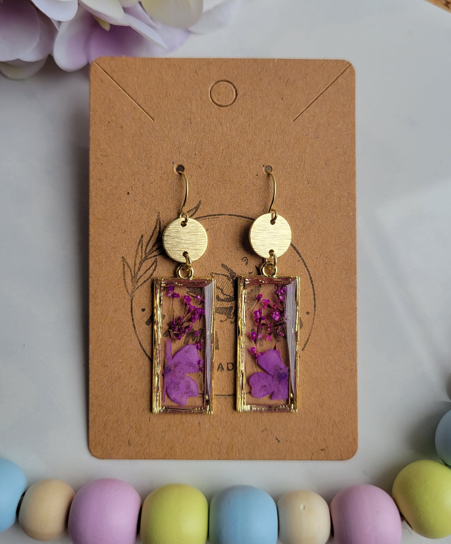 Purple Split Floral Dangles