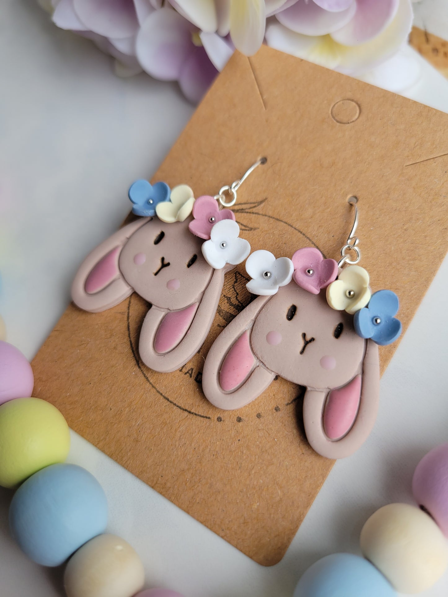 Multi Colored Halo Bunny Dangles