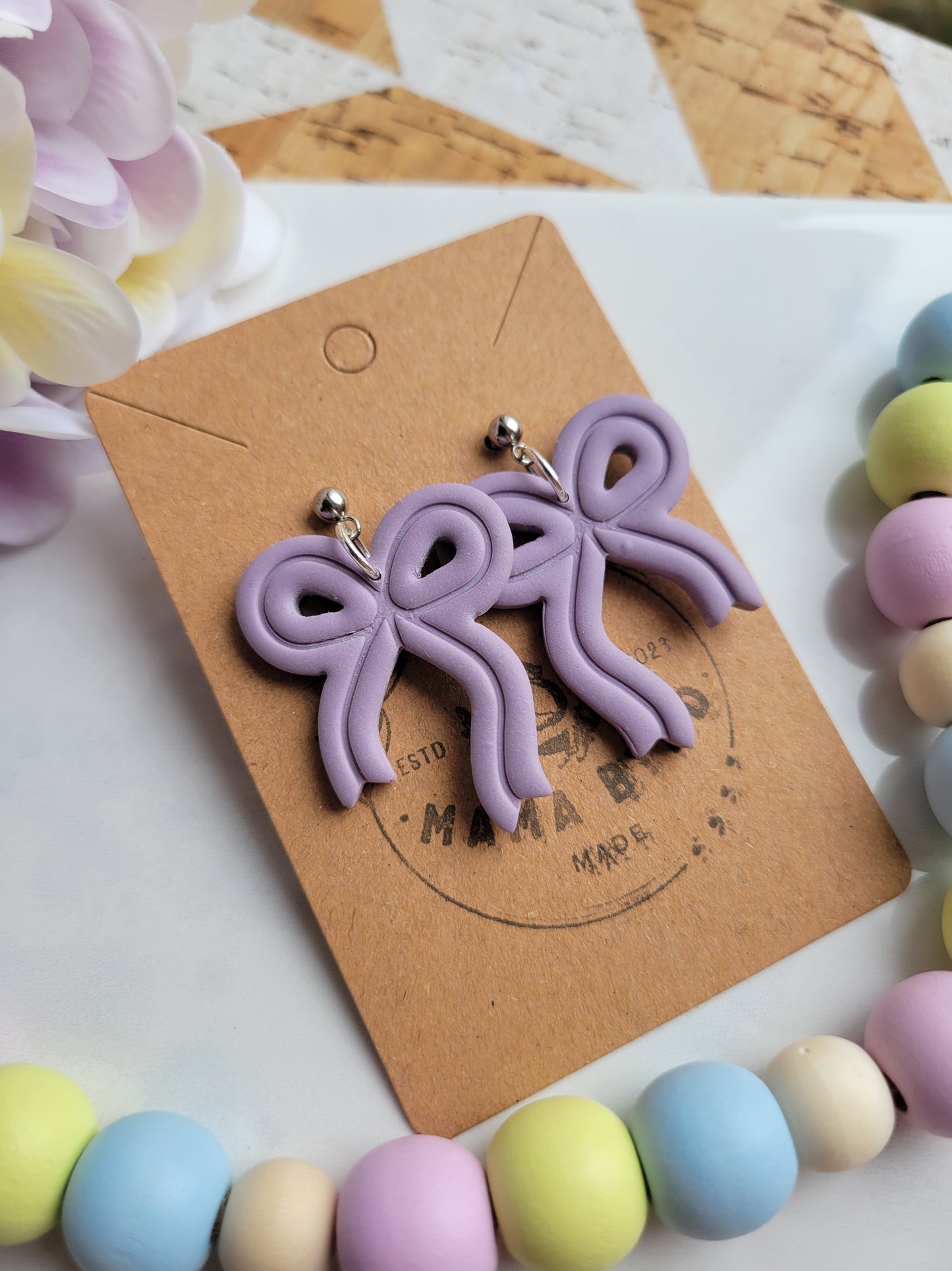 Purple Ribbon Bow Dangles