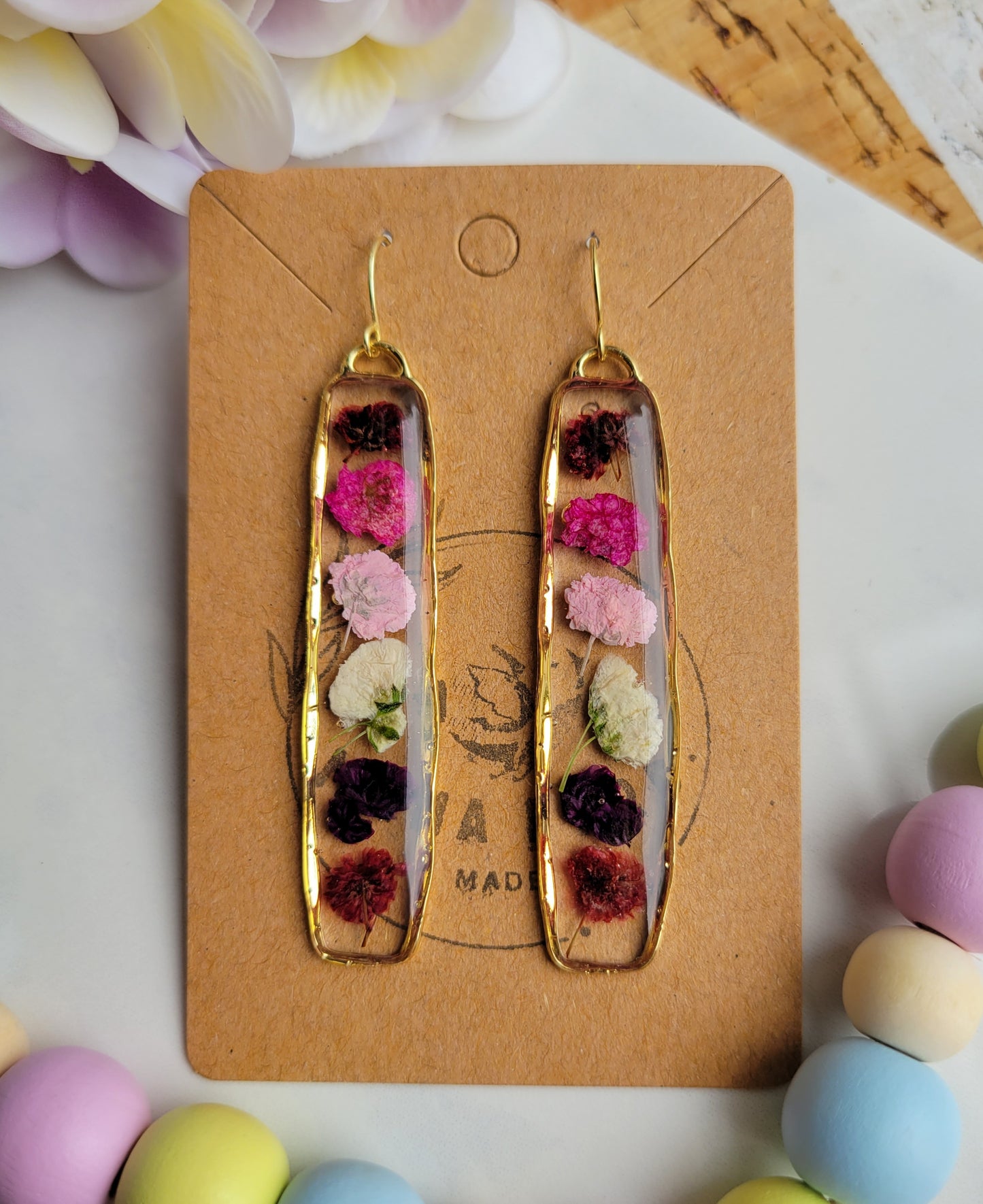 Pressed Purple Flowers Dangles