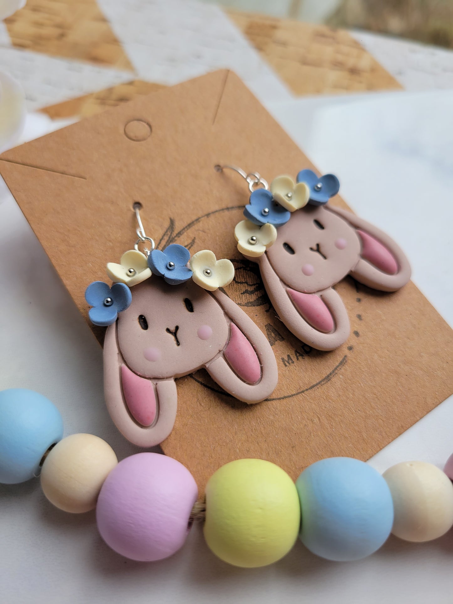Blue & Yellow Halo Bunny Dangles