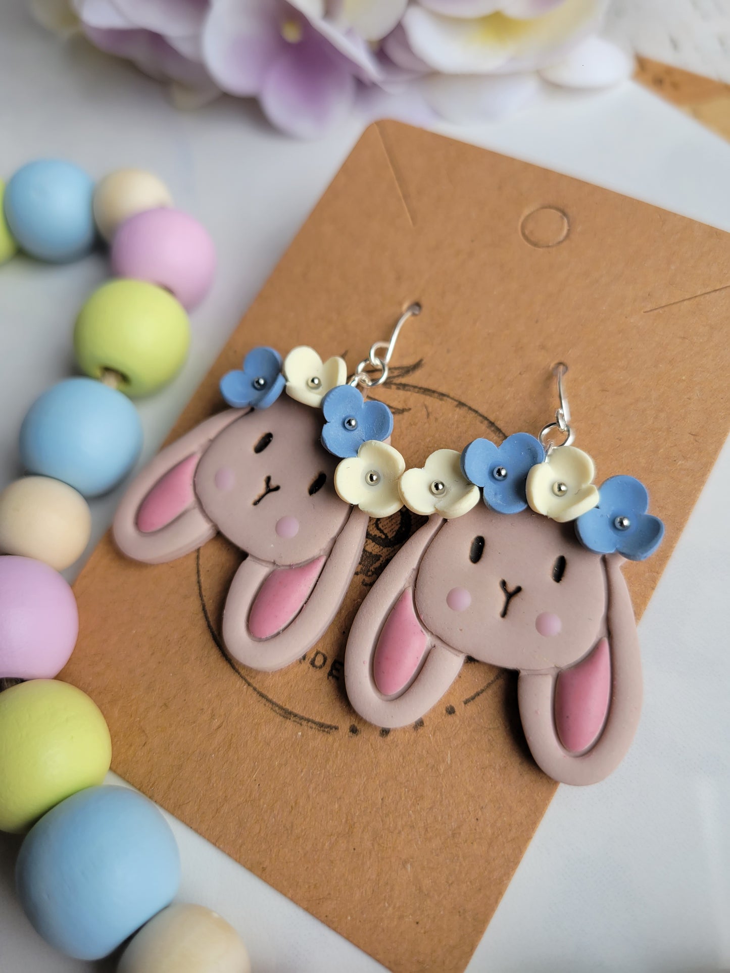 Blue & Yellow Halo Bunny Dangles
