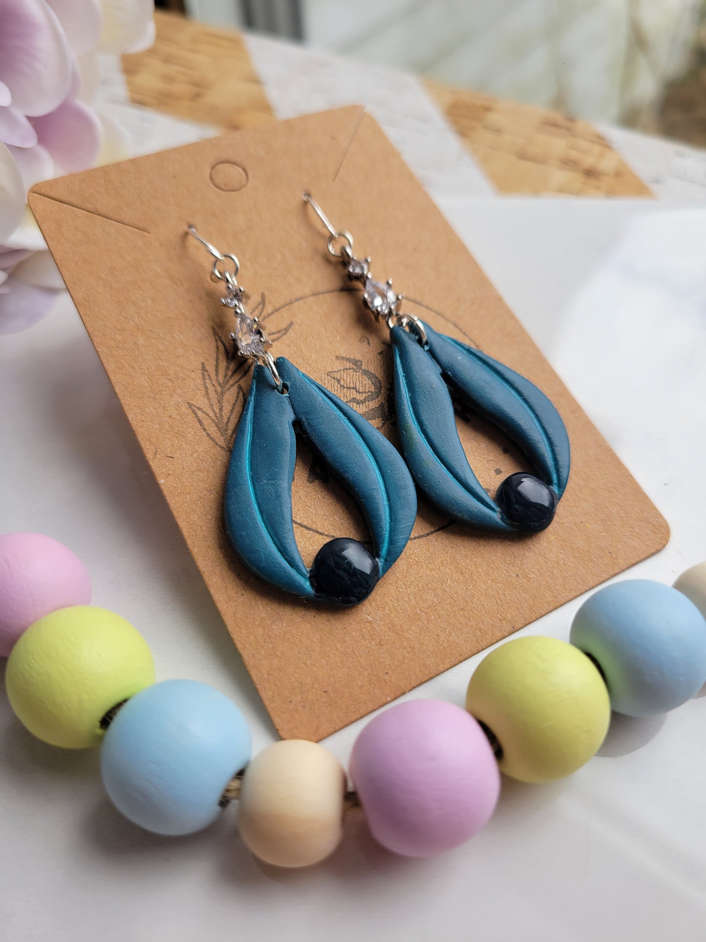 Blue Tulip w/ Cubic Zirconia Accent Dangles