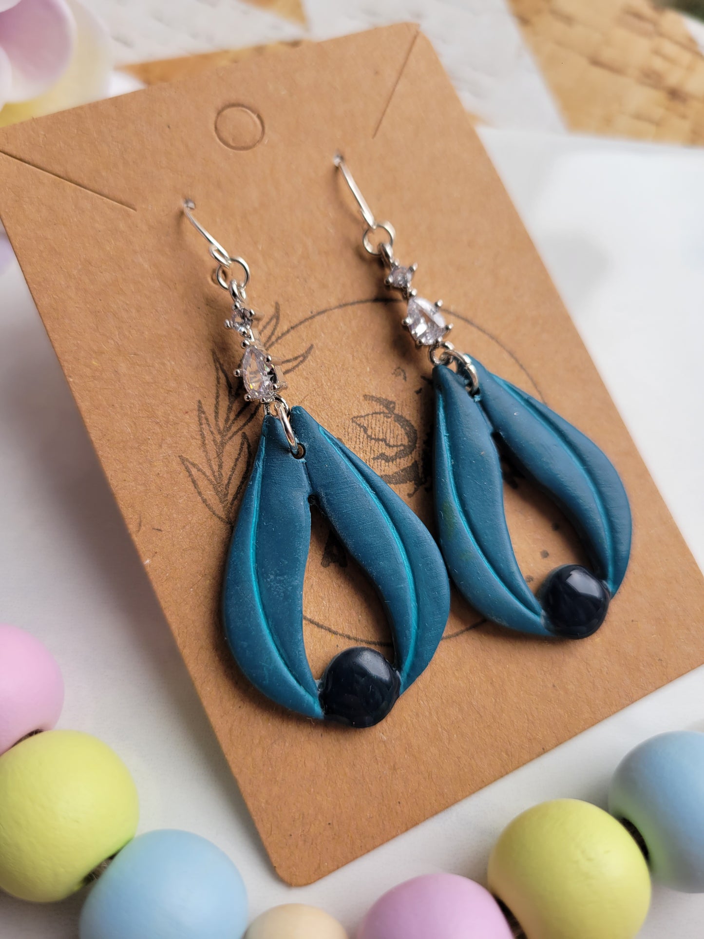 Blue Tulip w/ Cubic Zirconia Accent Dangles