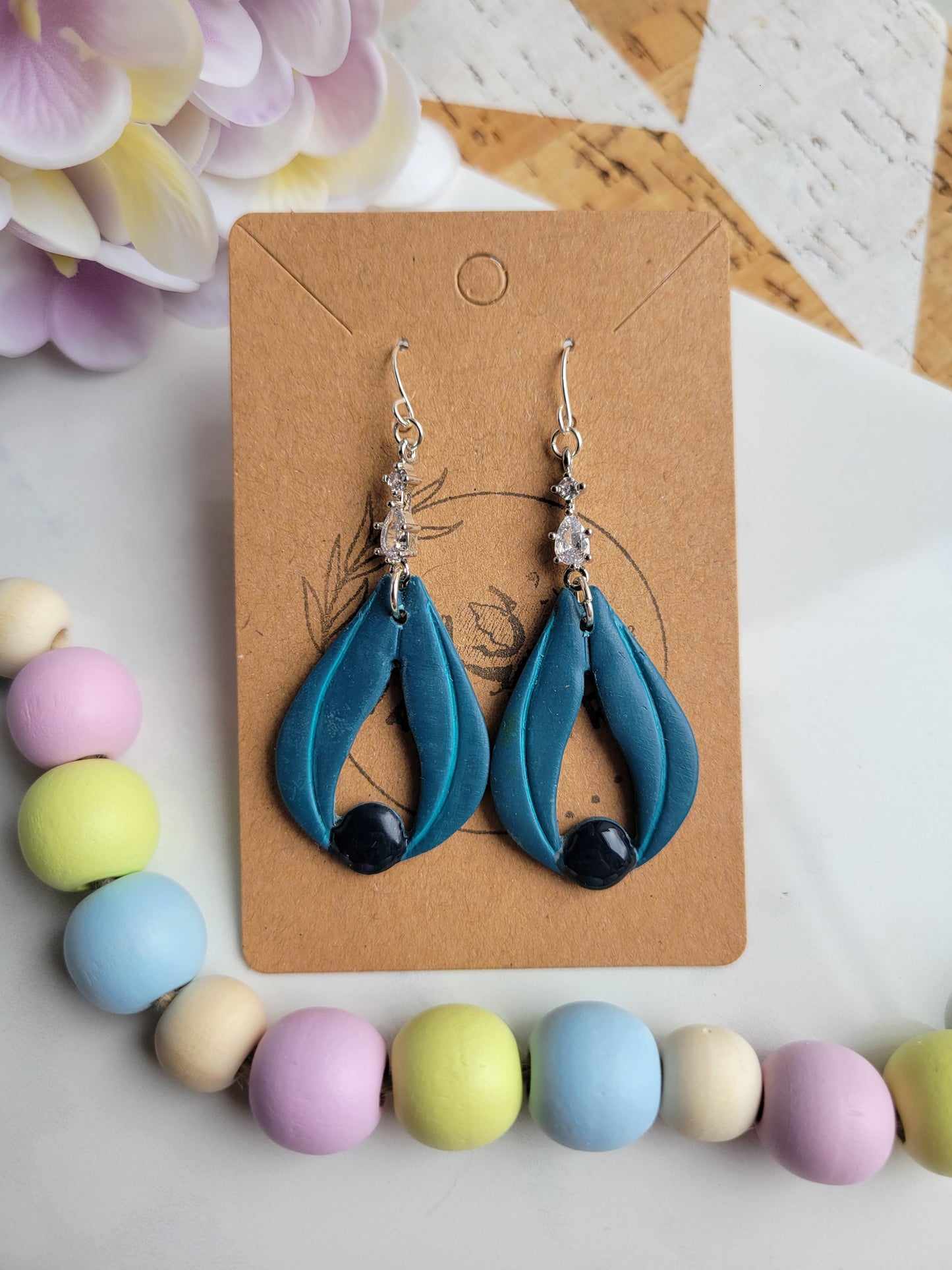 Blue Tulip w/ Cubic Zirconia Accent Dangles