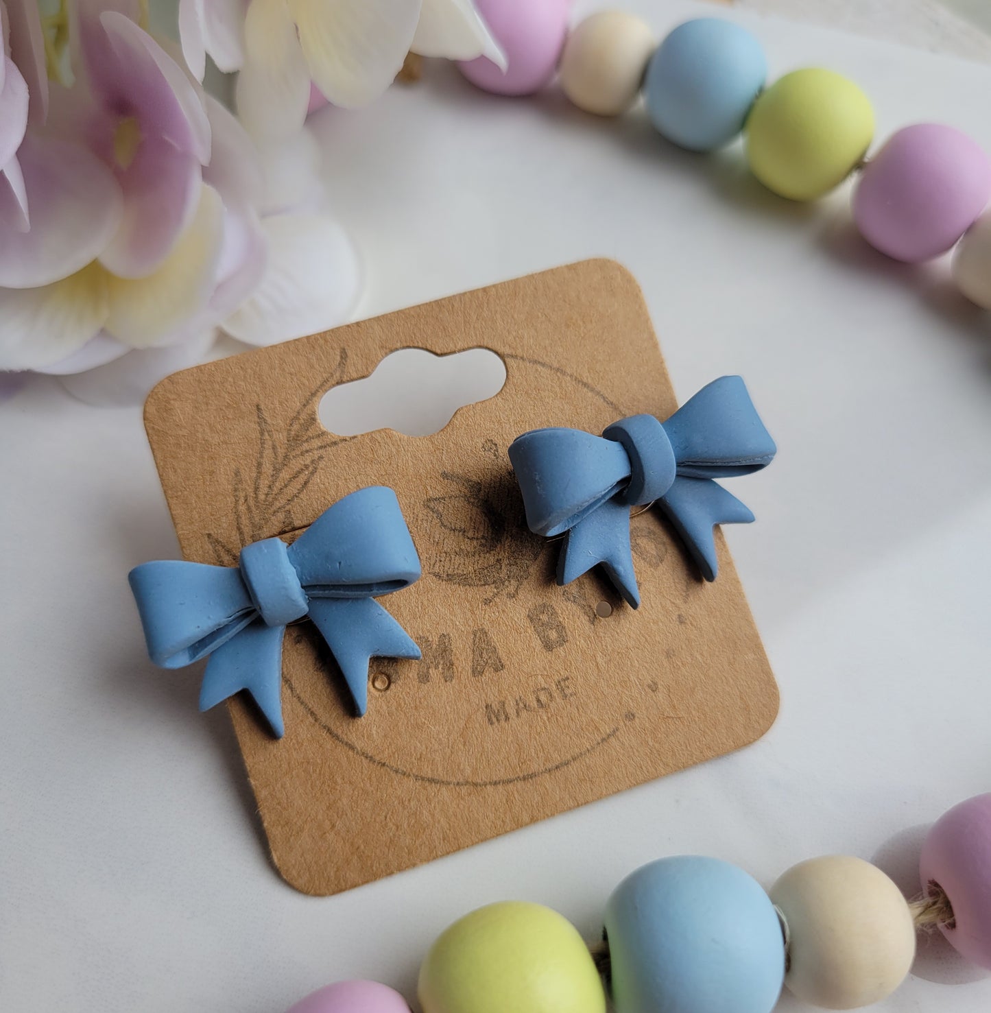 Blue Bow Studs