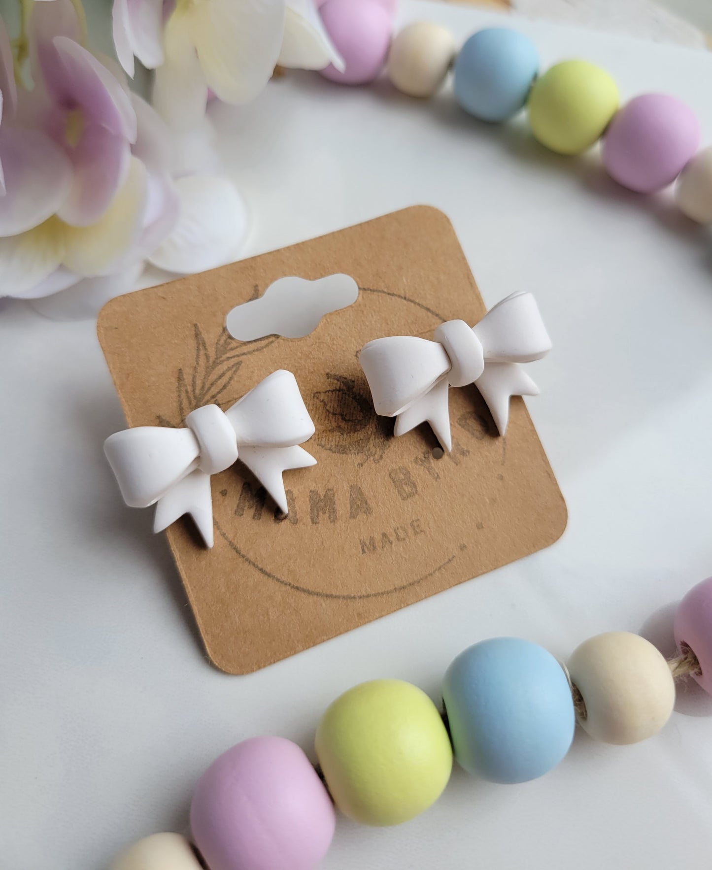 White Bow Studs