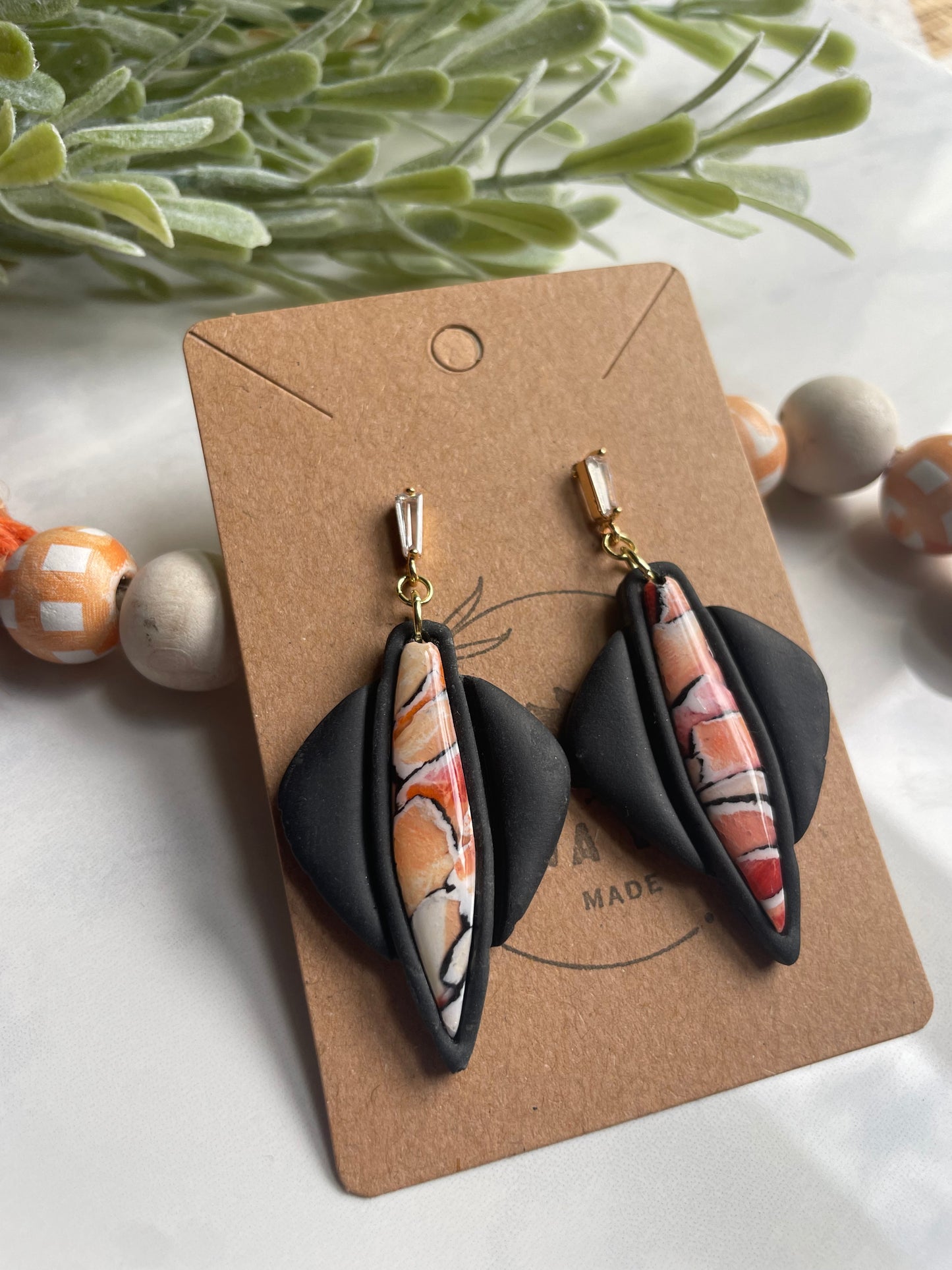 Hand Painted Inlay Dangle on Cubic Zirconia Post