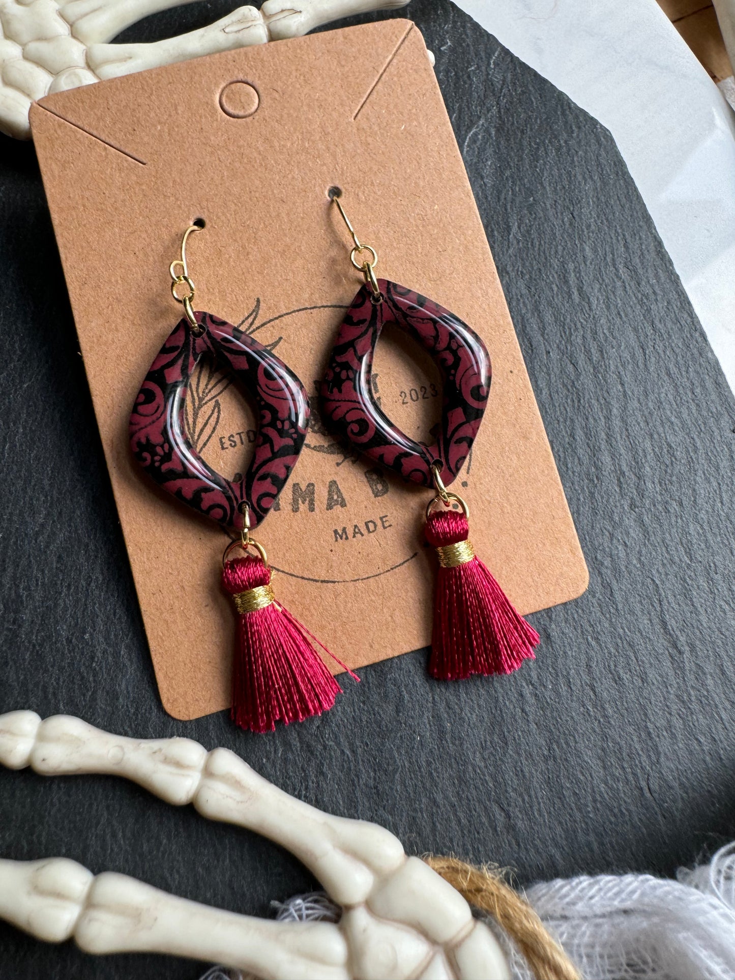 Burgundy & Black Gothic Dangle