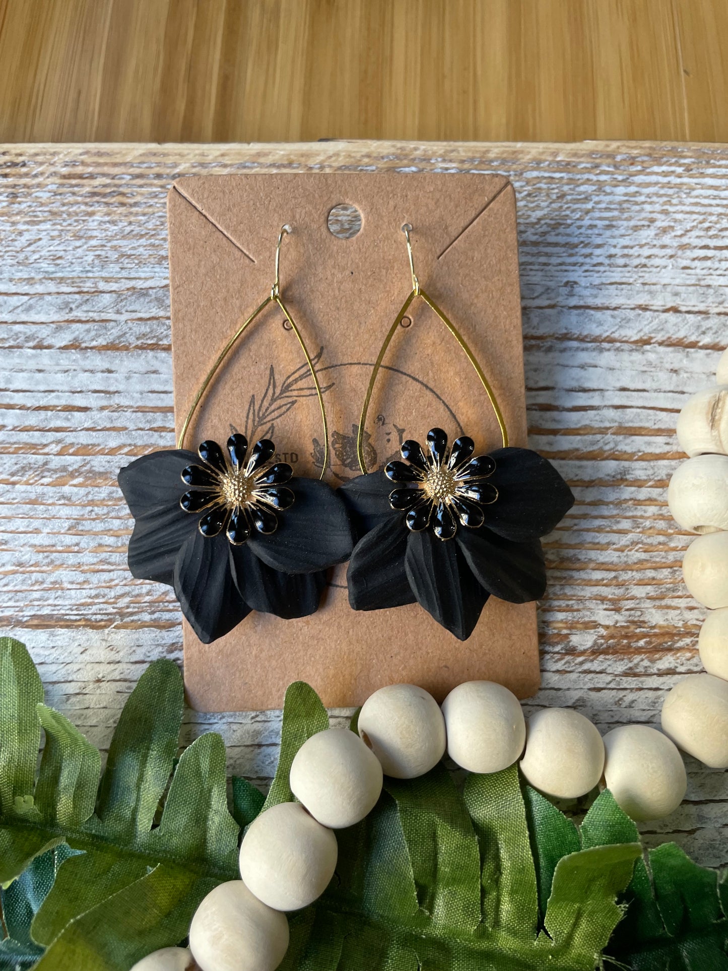 Large Black Flower Dangle