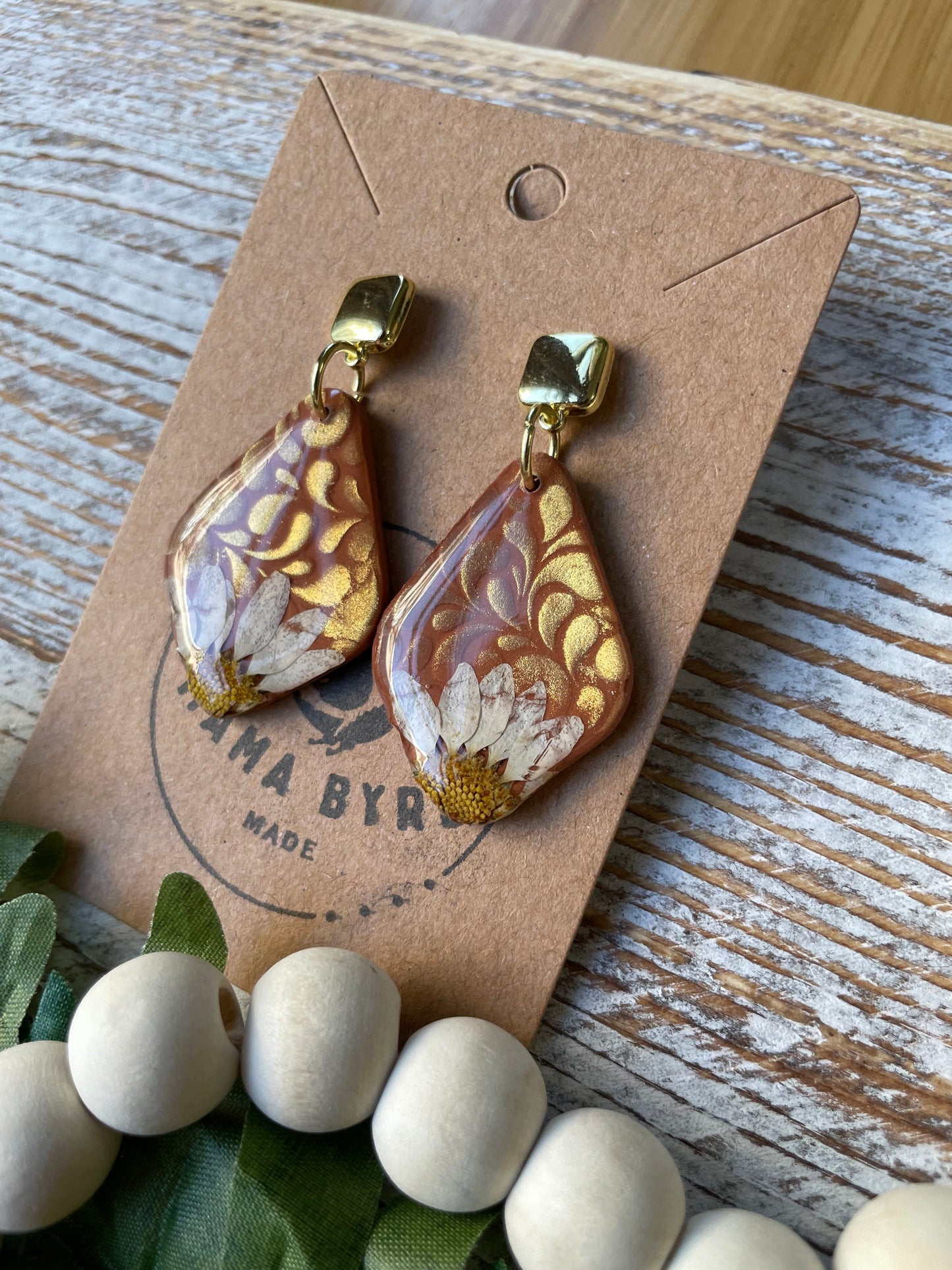 Gold Daisy Dangle on Gold Stud