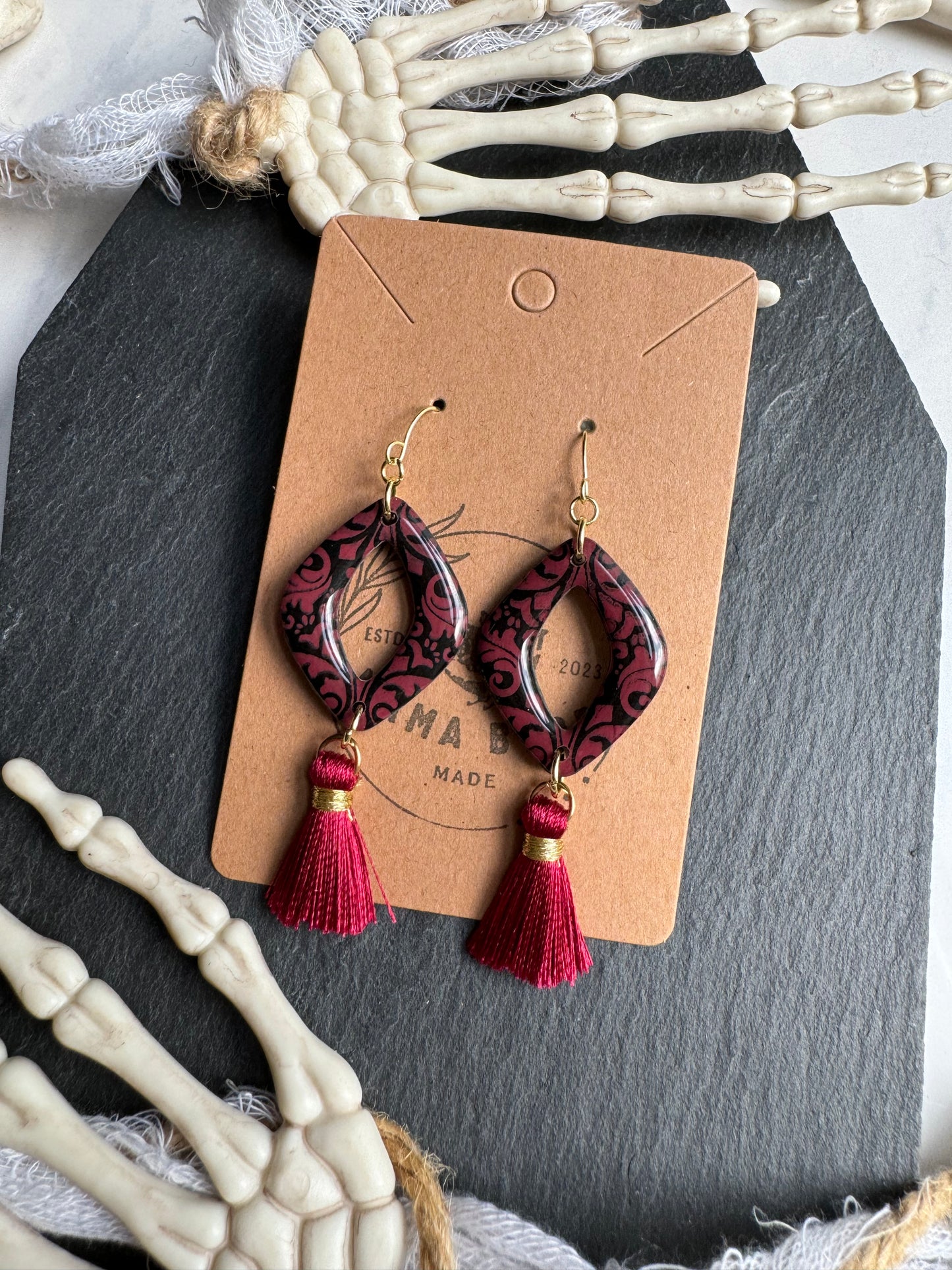 Burgundy & Black Gothic Dangle
