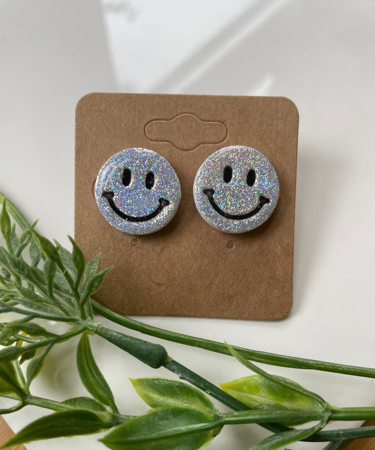 Sparkly Smiley Stud