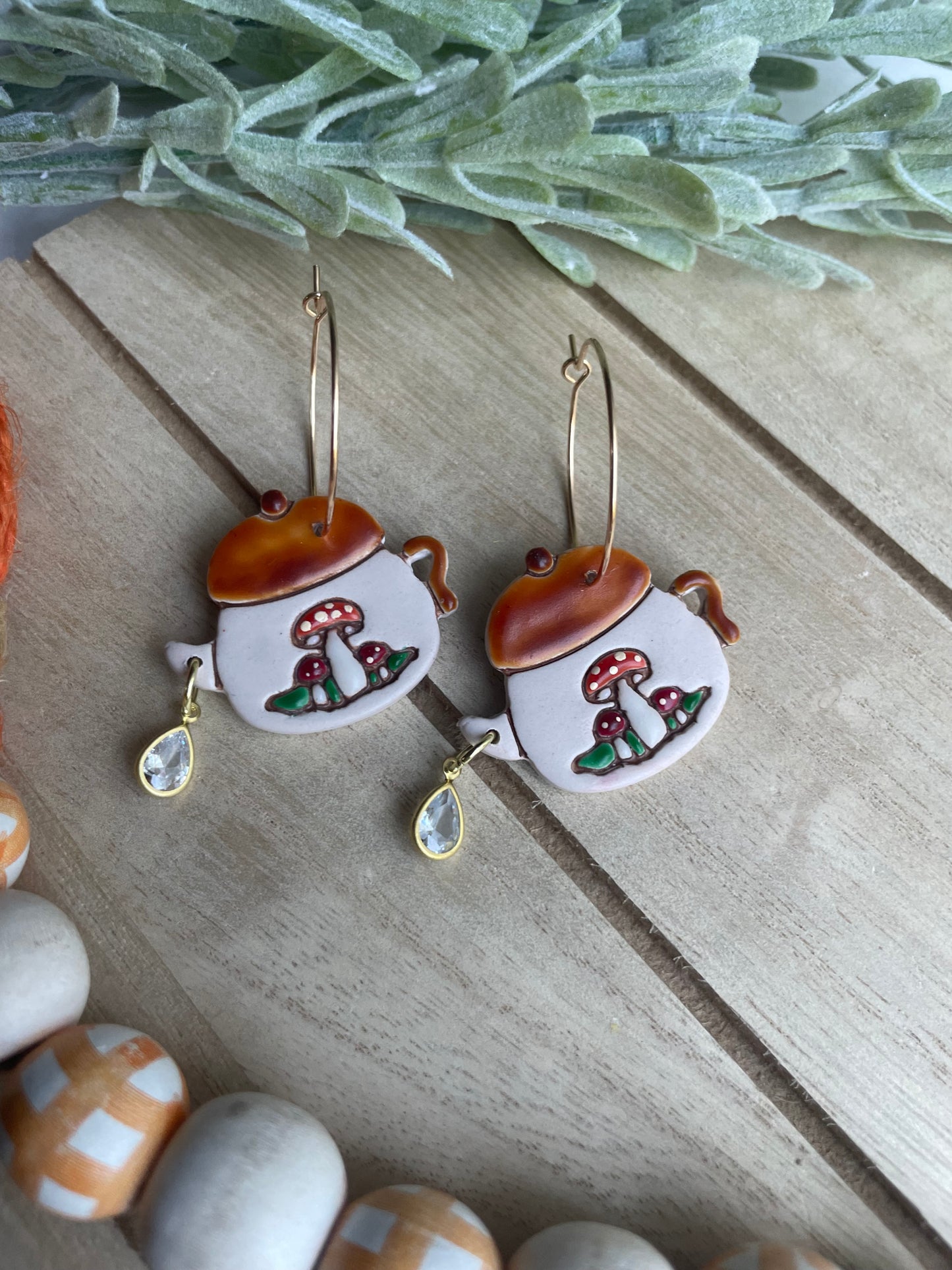 Vintage Mushroom Teapot on Hoop