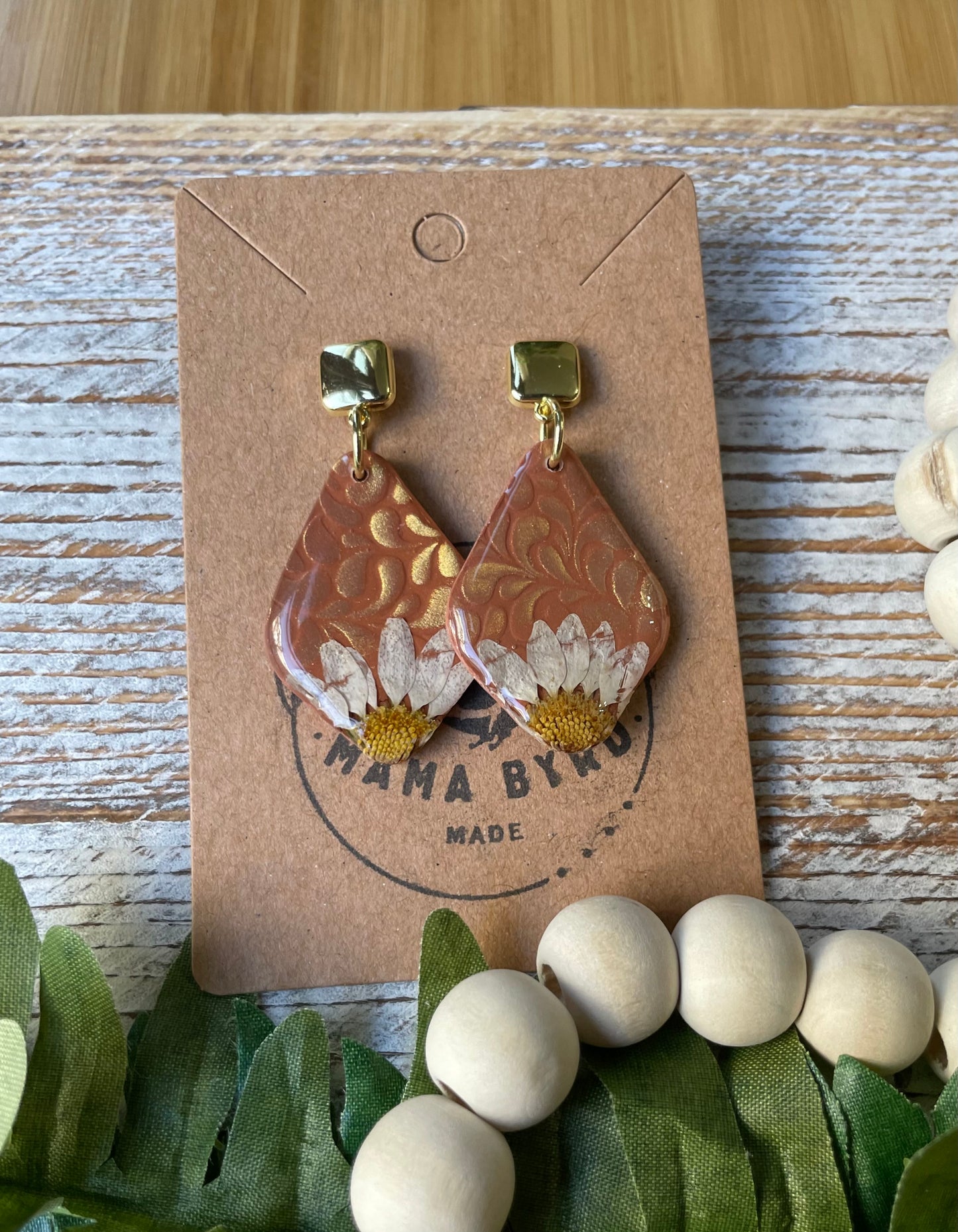 Gold Daisy Dangle on Gold Stud