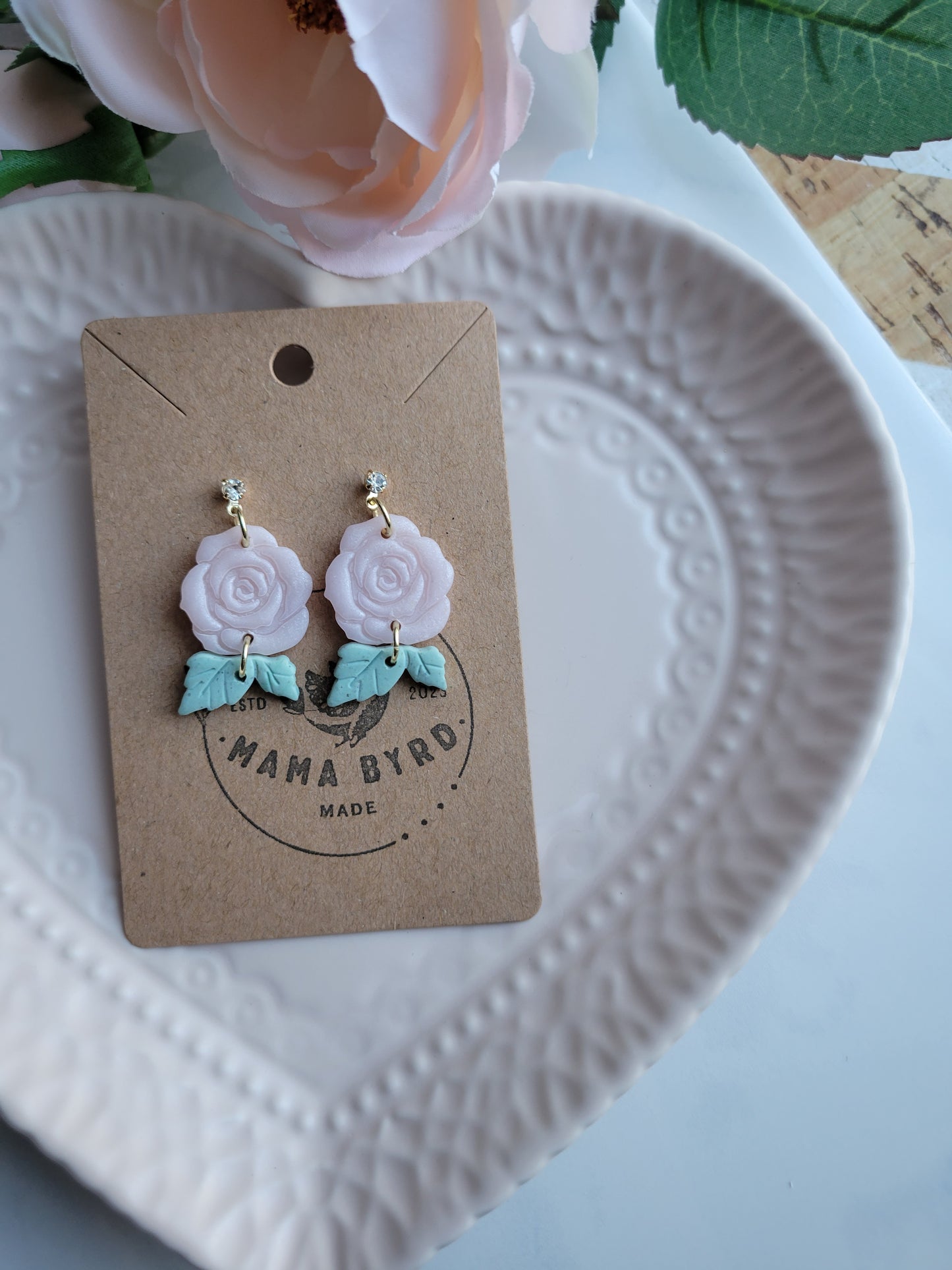 Pink Quartz Rose Dangles