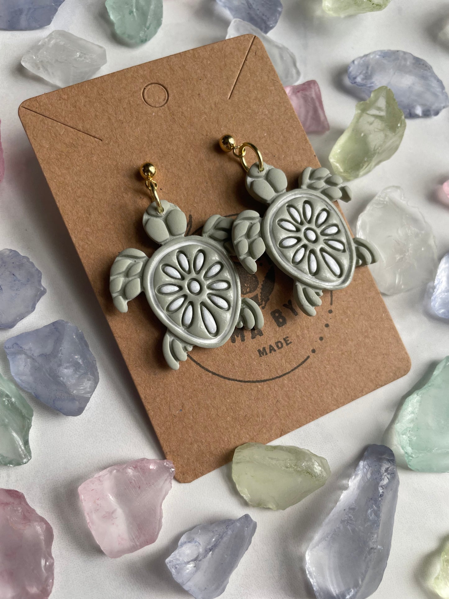 Turtle Dangle on Gold Post