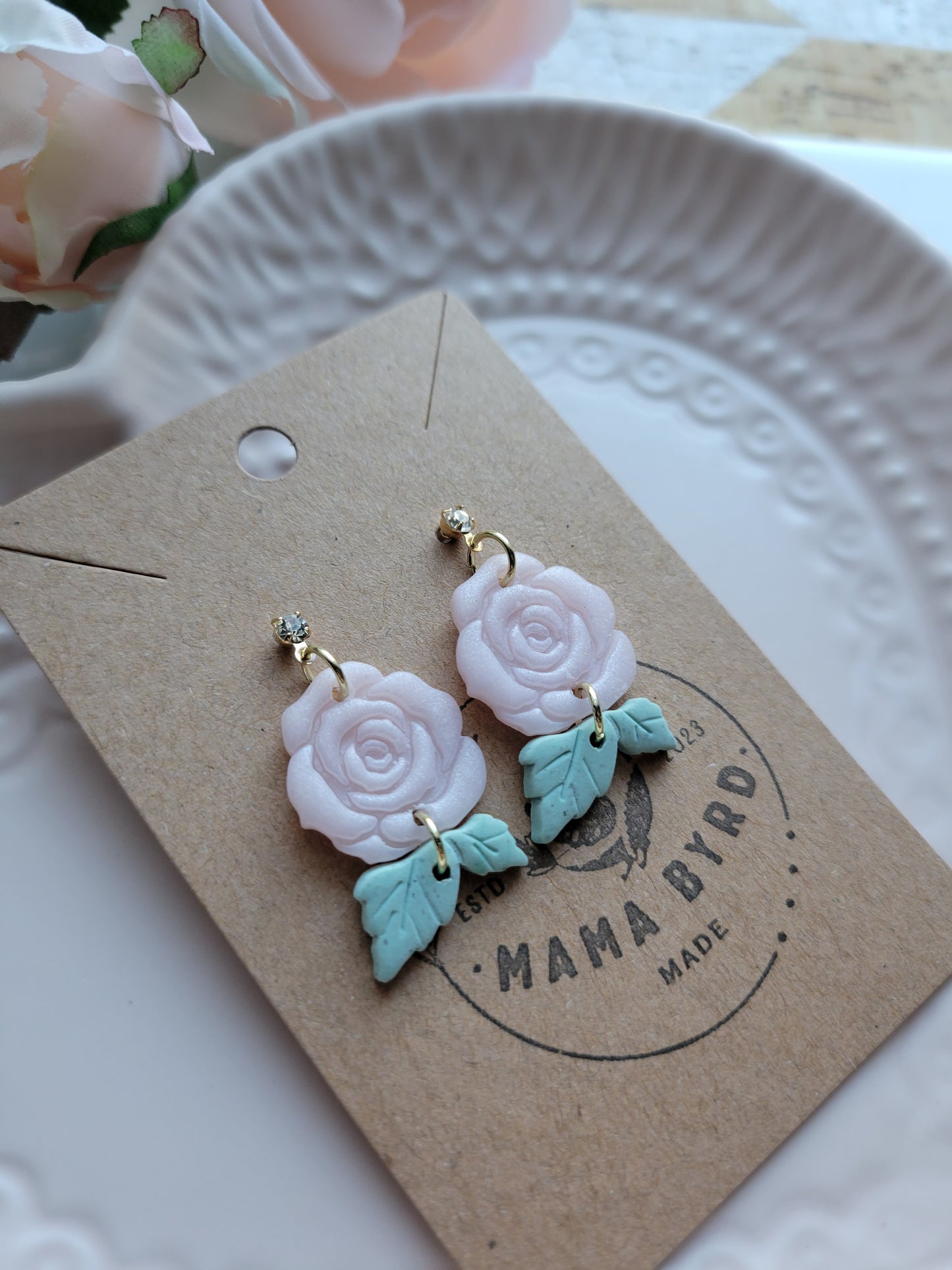 Pink Quartz Rose Dangles