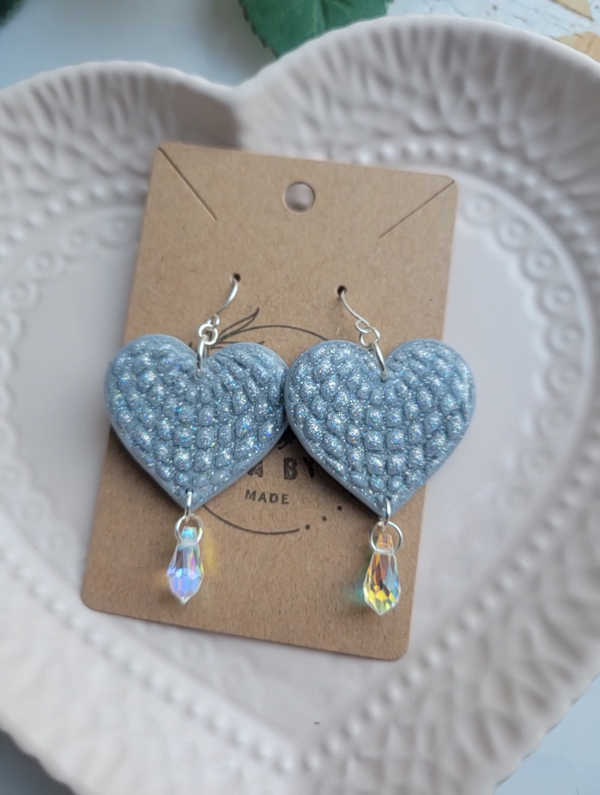 Silver Disco Heart Dangles