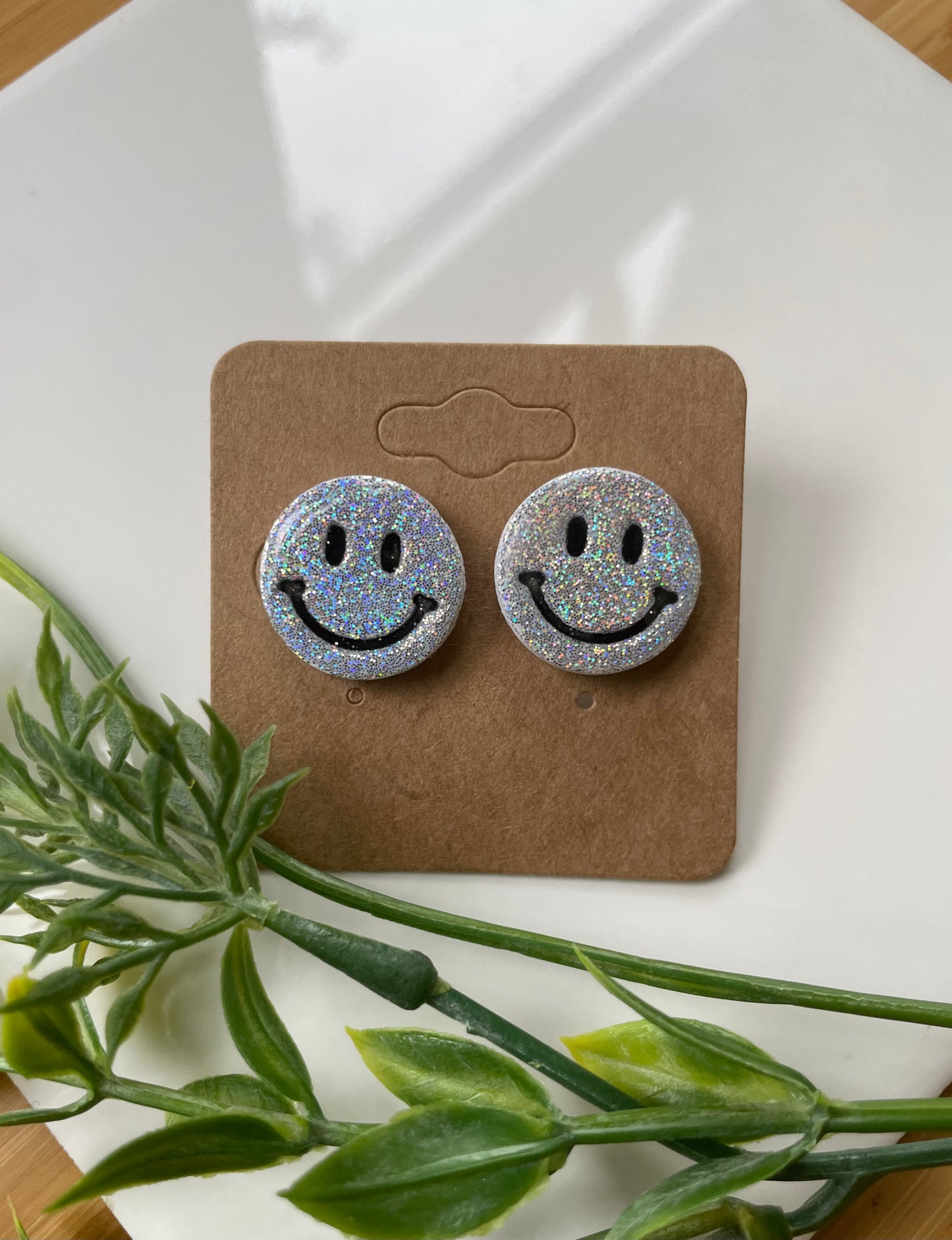 Sparkly Smiley Stud