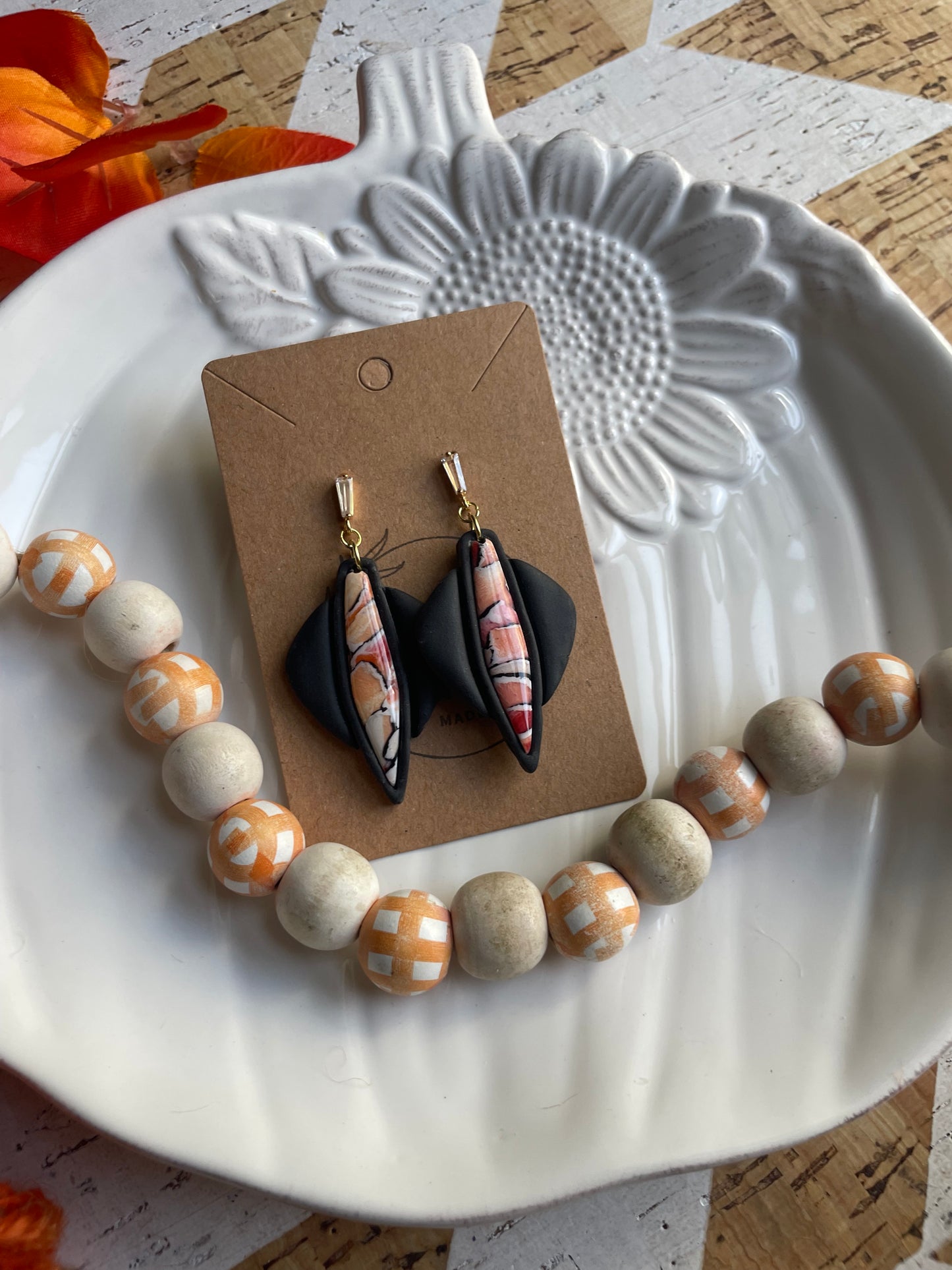 Hand Painted Inlay Dangle on Cubic Zirconia Post