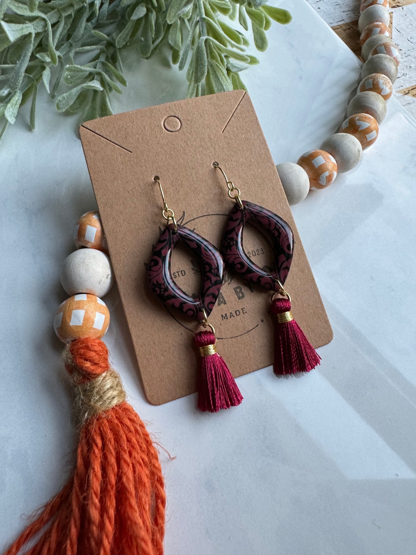 Burgundy & Black Gothic Dangle
