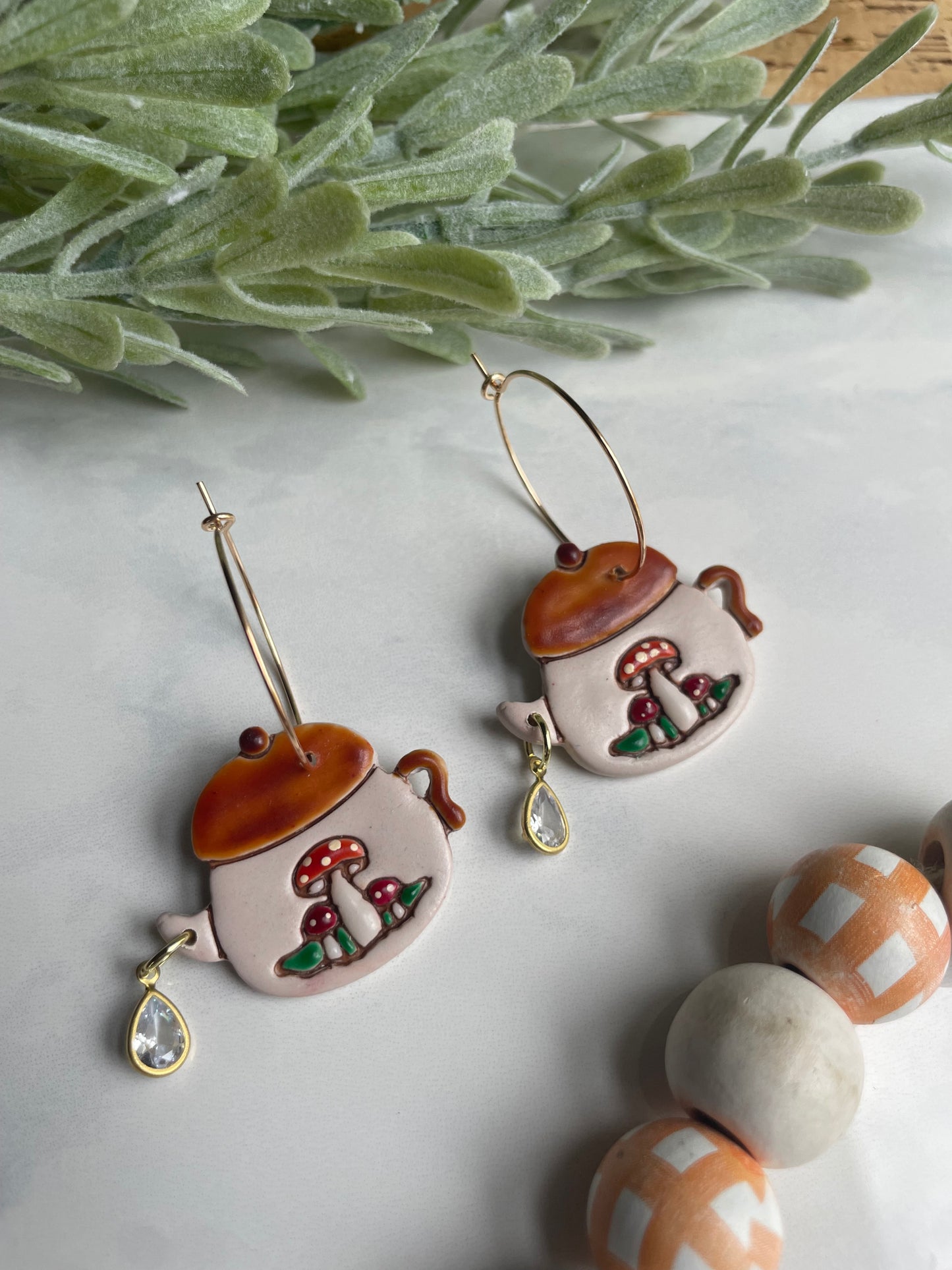Vintage Mushroom Teapot on Hoop