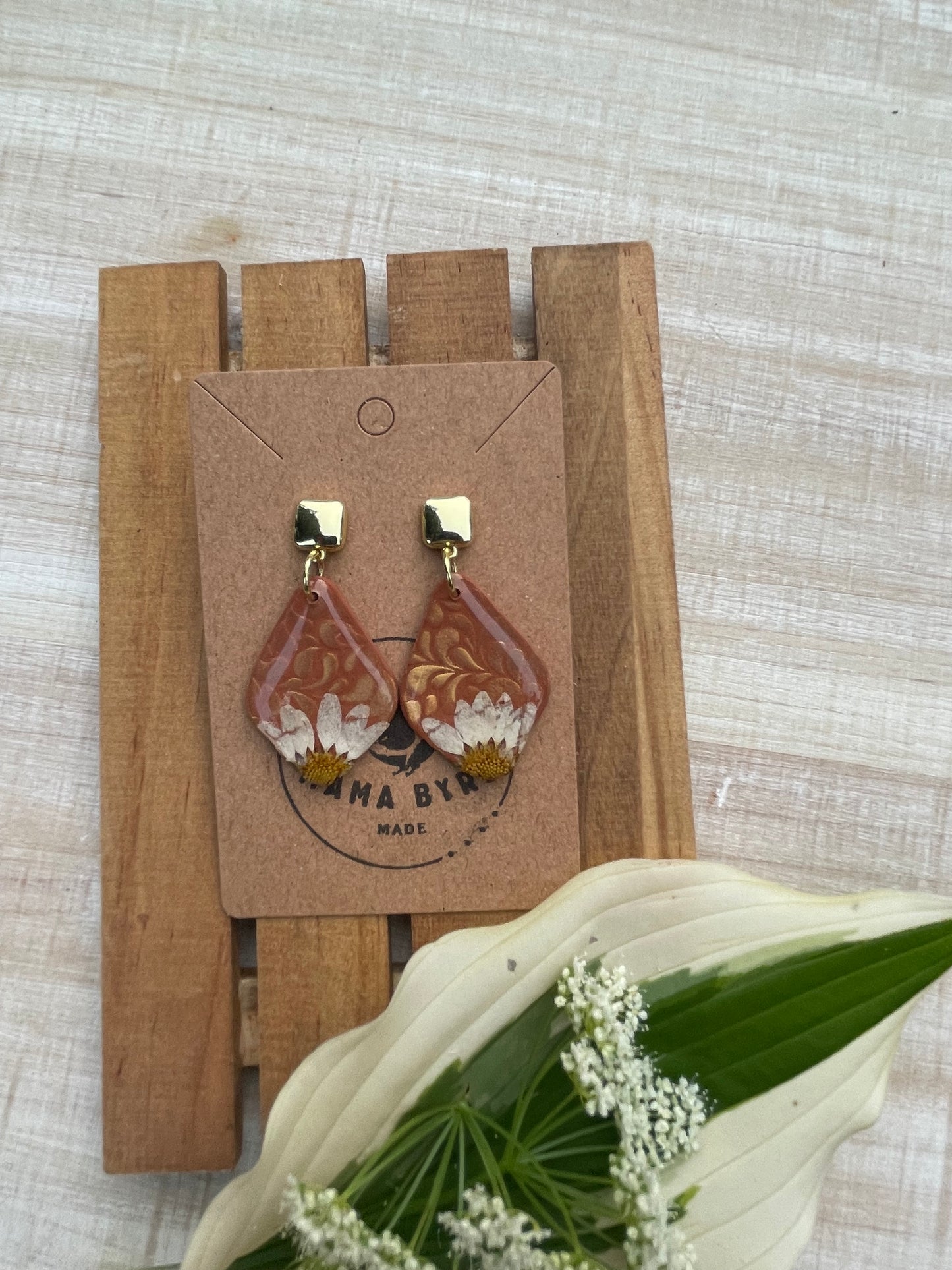 Gold Daisy Dangle on Gold Stud