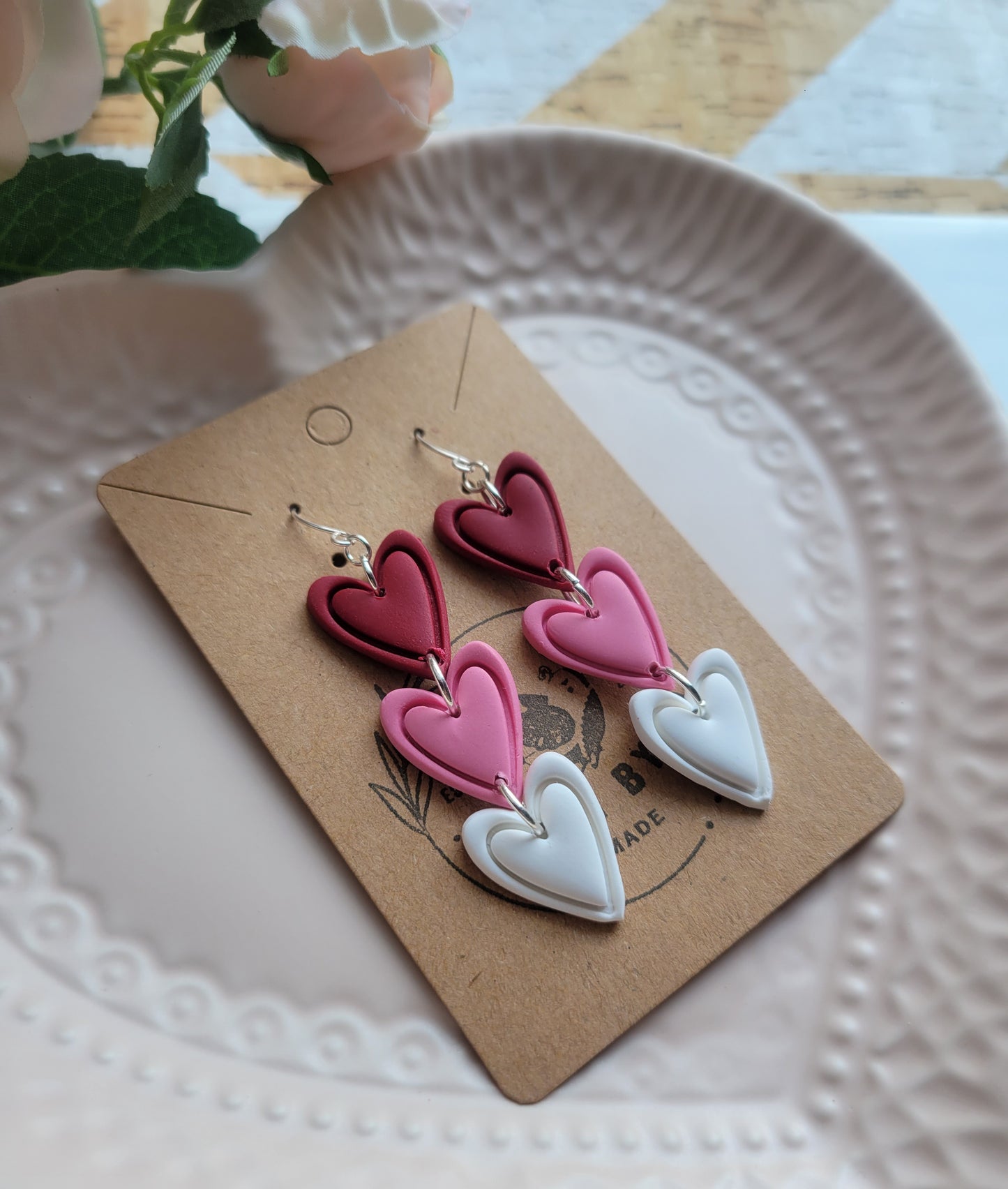3 Heart Oblong Dangles