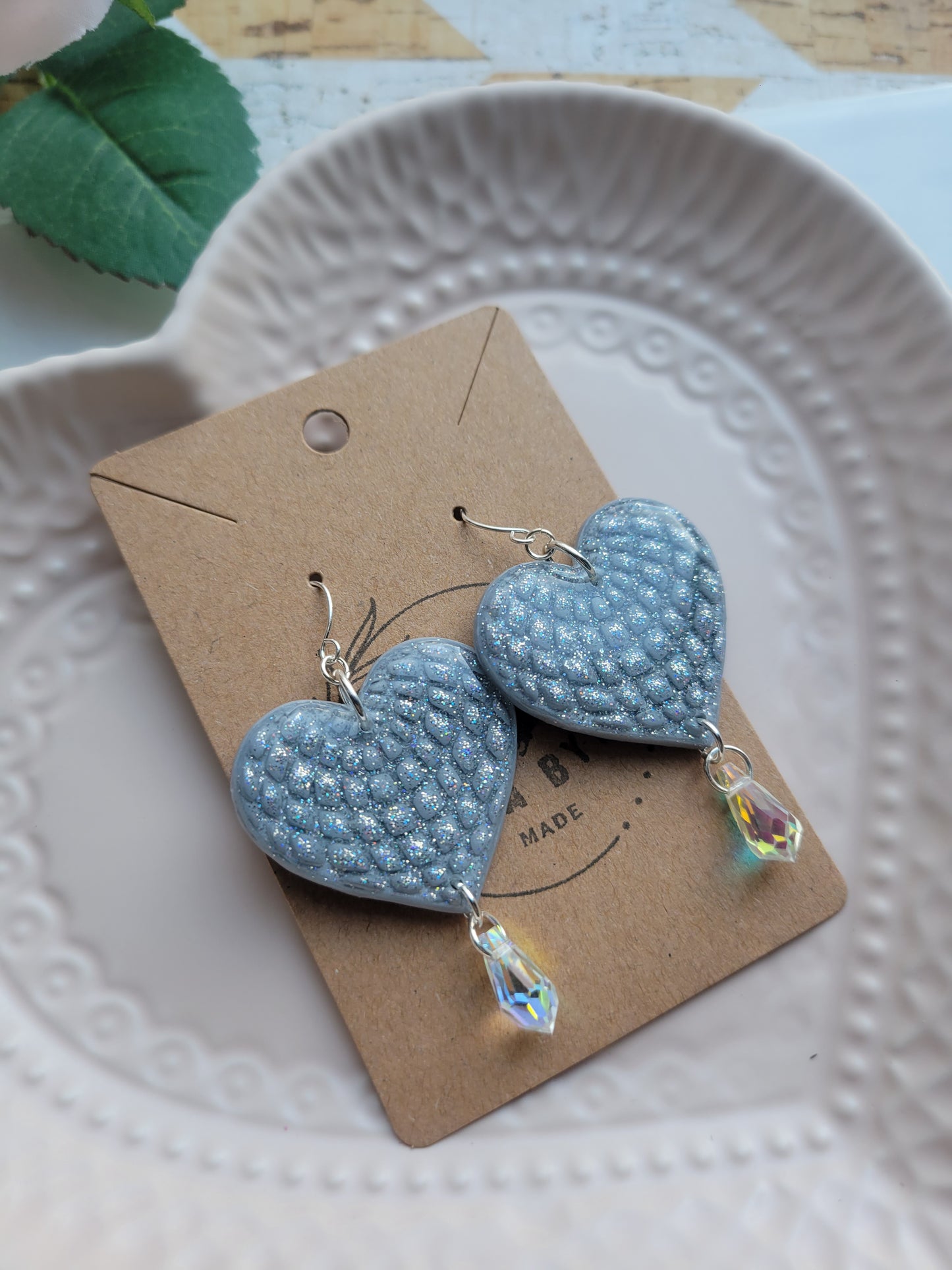 Silver Disco Heart Dangles