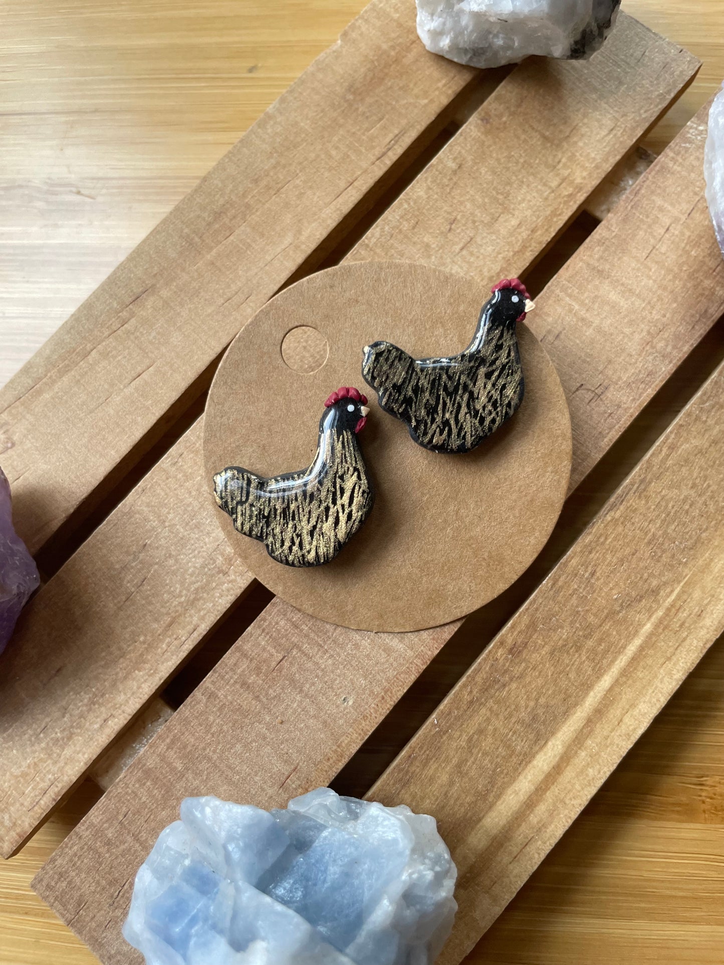 Hand Painted Chicken Studs