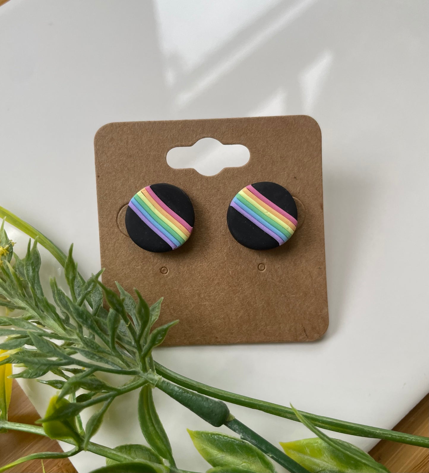 Black Stud with Rainbow