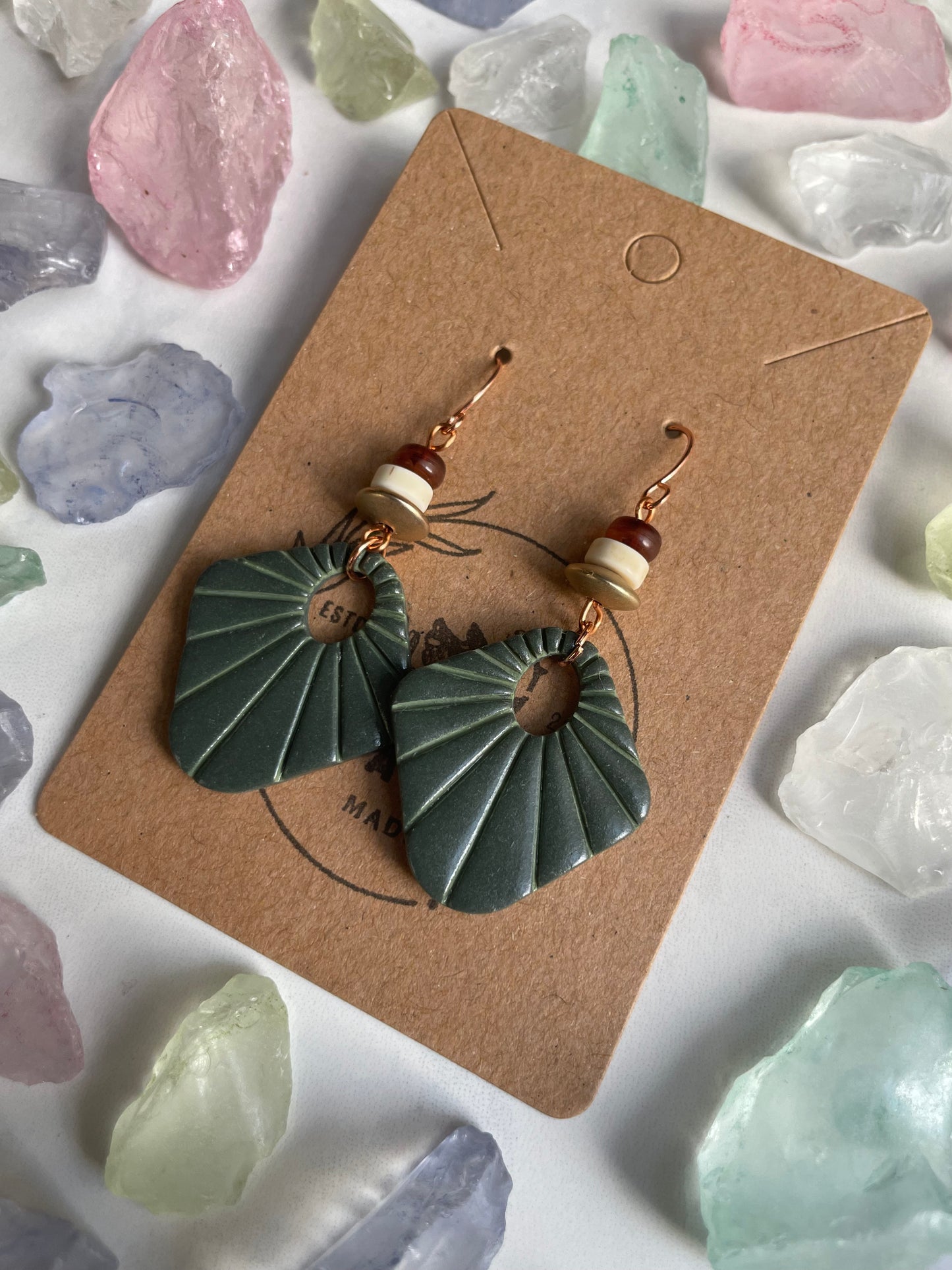 Seaweed Green Beaded Dangles