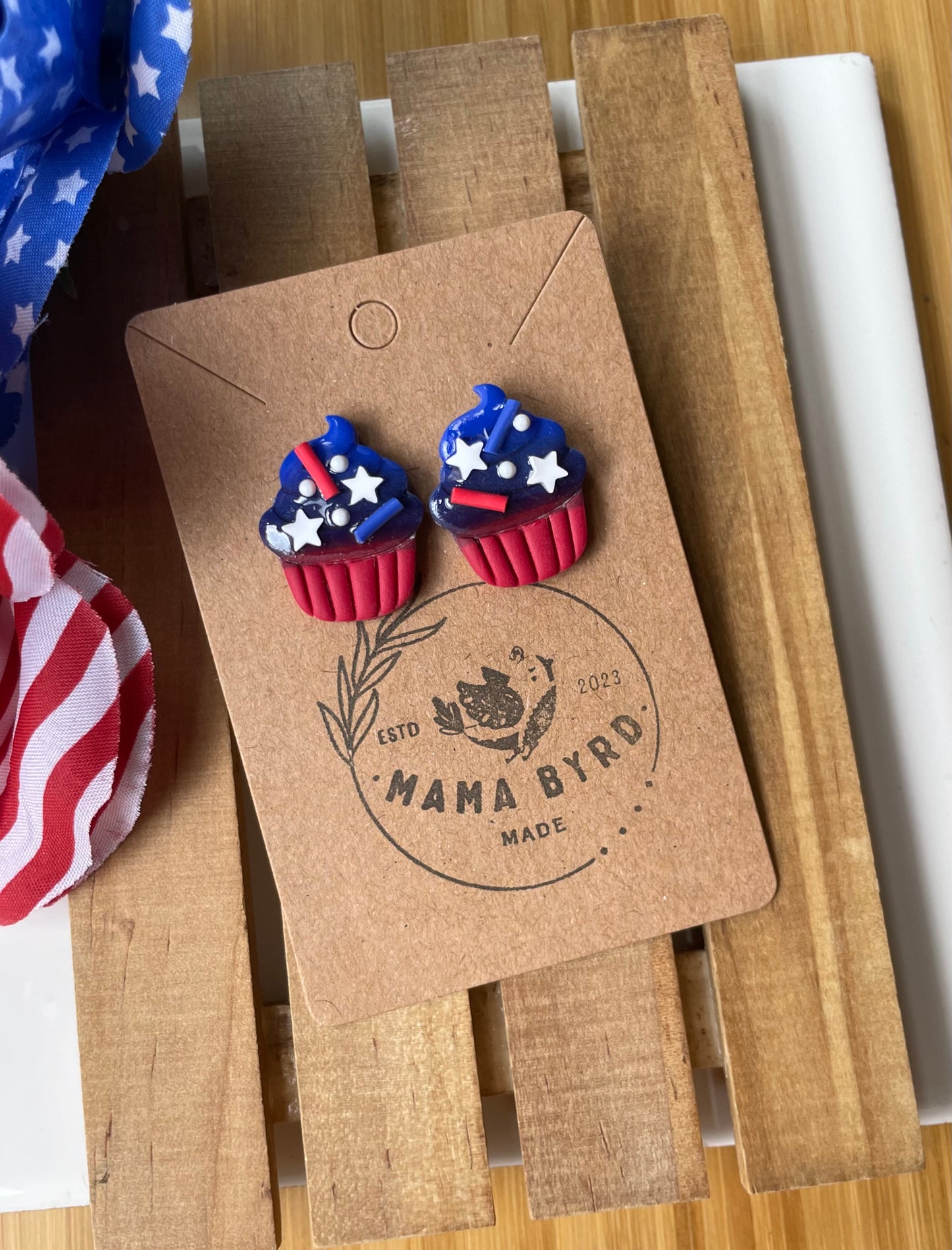 4th of July Cupcake Studs