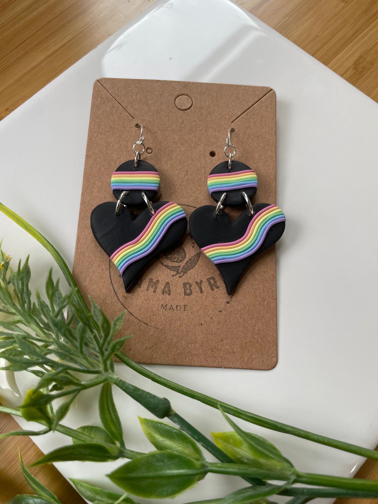 Black Heart with Rainbow Dangle