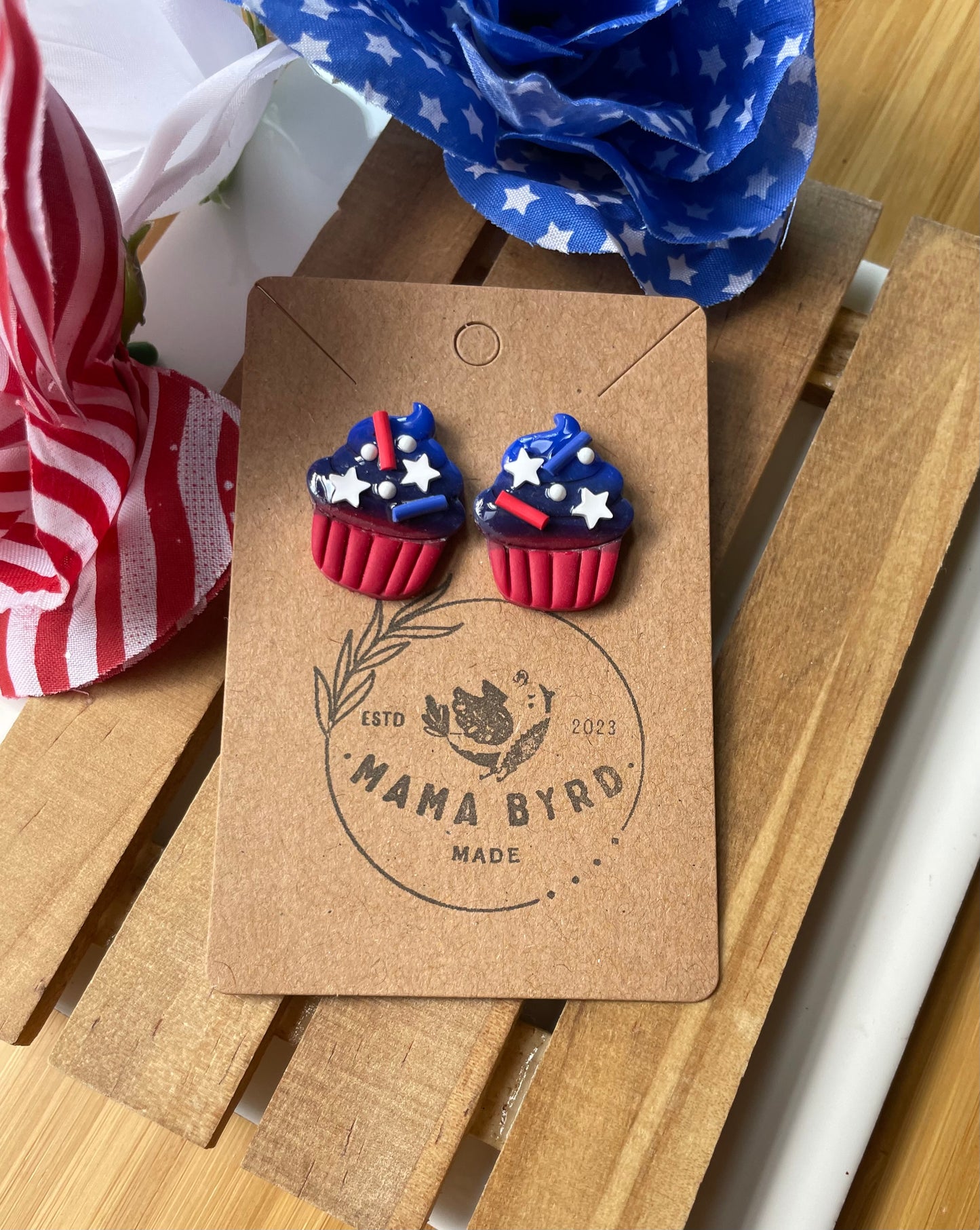 4th of July Cupcake Studs