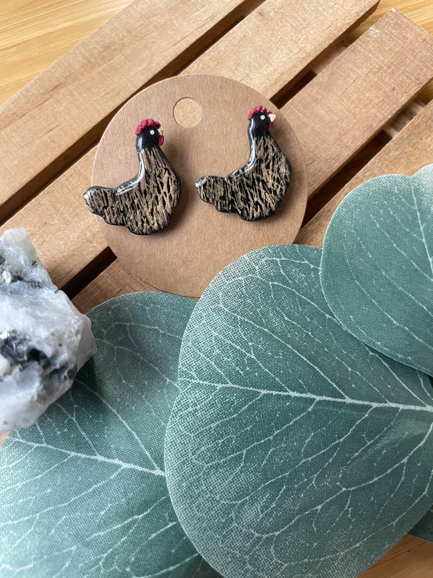 Hand Painted Chicken Studs