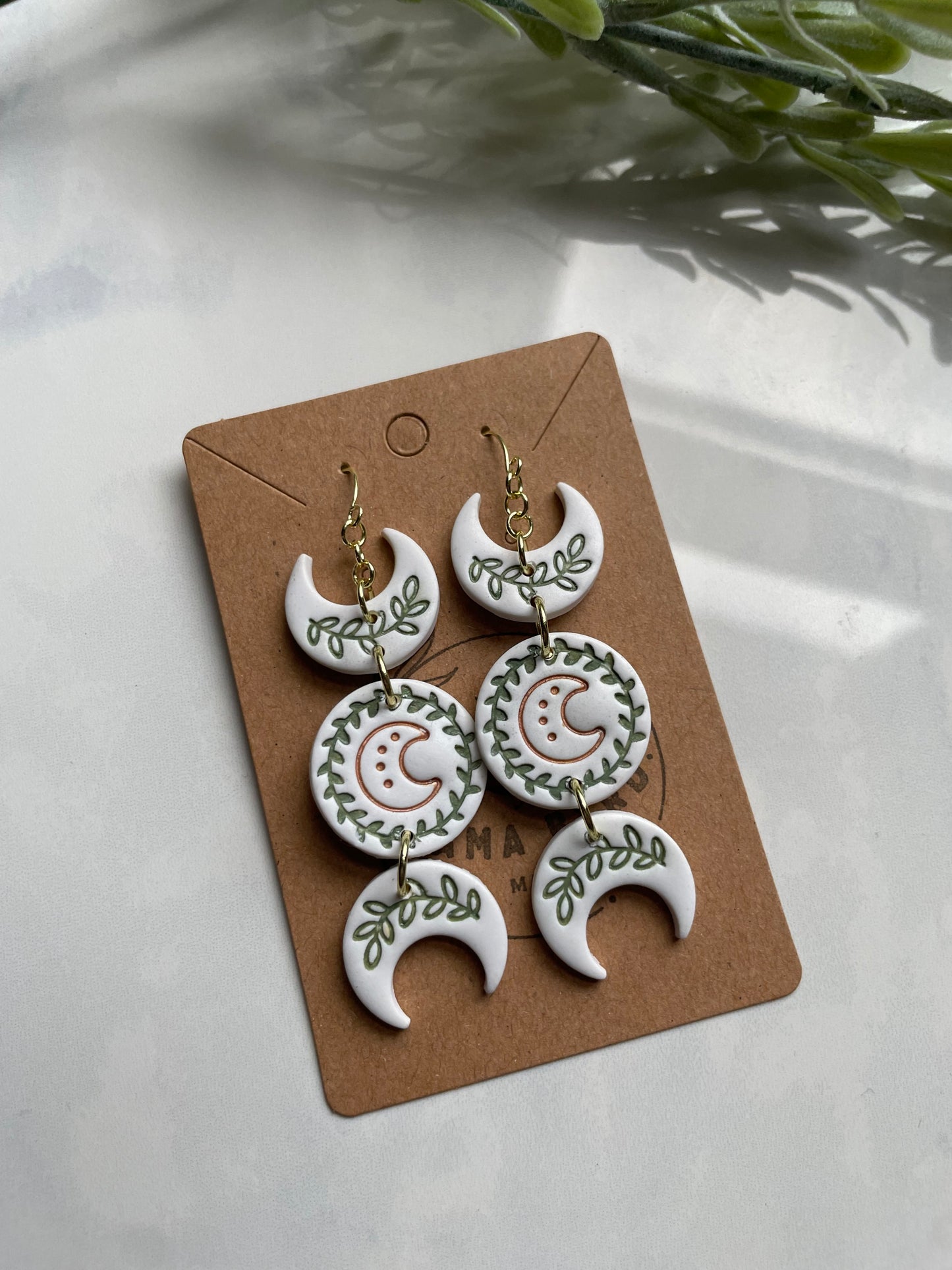 Leafy Moon Phase Dangles